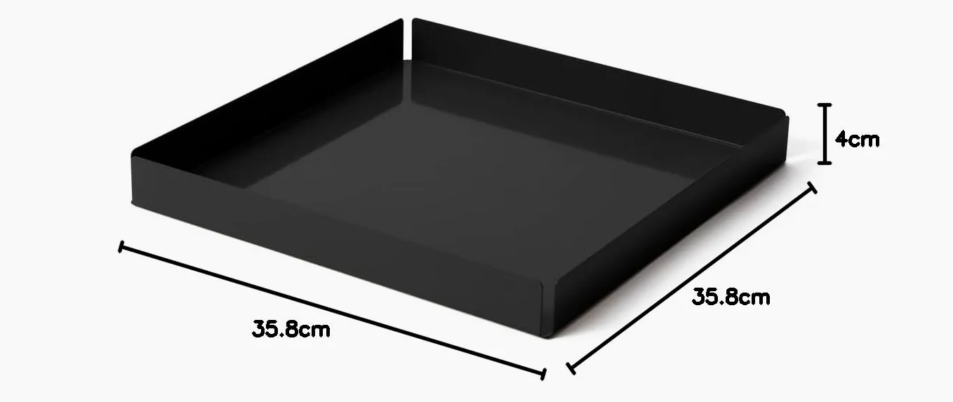 ILO - Vassoio Decorativo Quadrato in Metallo Nero cm 35,8 x 35,8 H.4 - Portaoggetti Organizer da Scrivania per Casa e Ufficio - Centrotavola Moderno - Svuotatasche di Design - Made in Italy