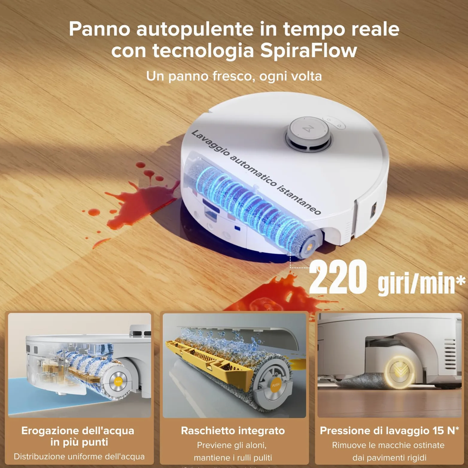 roborock Qrevo Curv 2 Flow Robot Aspirapolvere Lavapavimenti, 270mm Autopulizia Rullo, 20.000Pa, Protezione Rullo per Tappeti Asciutti, Stazione Multifunzionale, Videochiamata, Hello Rocky