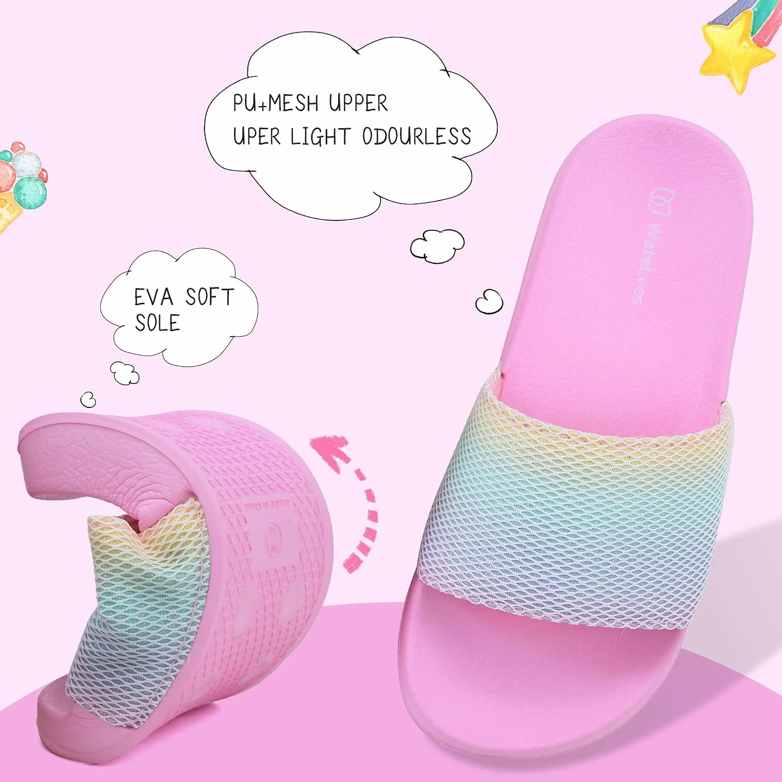 Ciabatte Bambina Estive Antiscivolo Bambino Ragazzi Ragazze Arcobaleno 28 EU