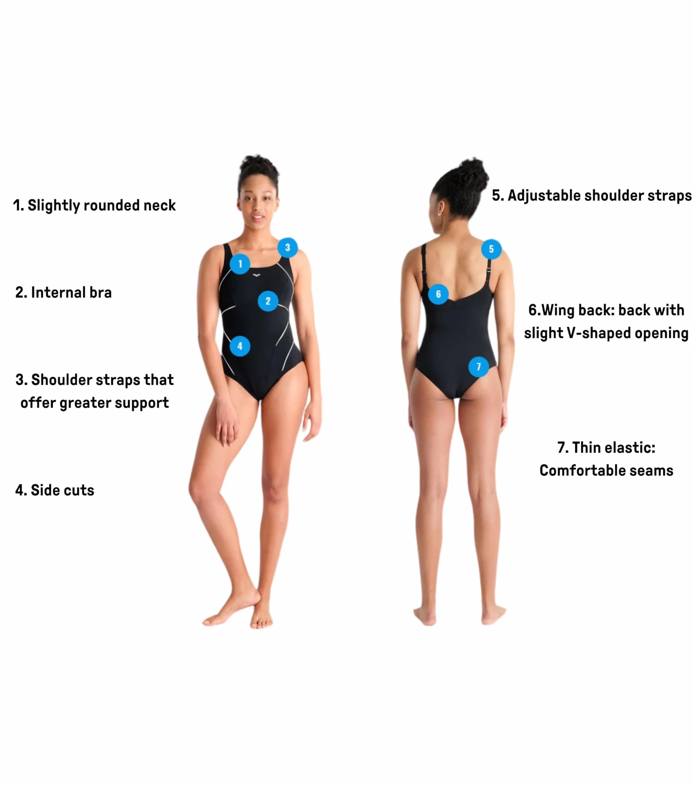 ARENA Jewel Low Costume Intero Donna Coppa C, Costume da Bagno Modellante Bodylift, Tecnologia Power Mesh e Tessuto Sensitive Fit Resistente al Cloro