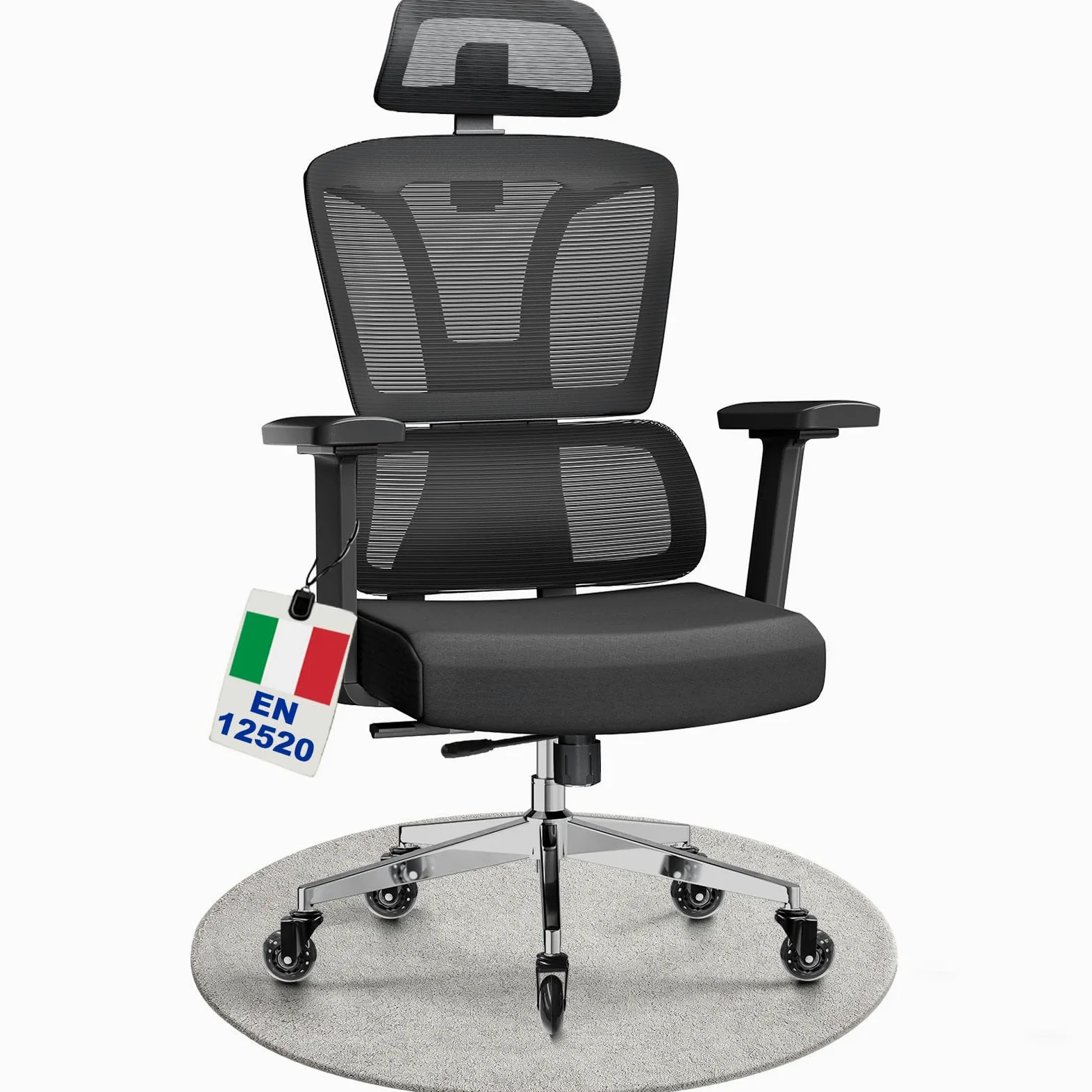 MELOKEA Sedia Ufficio Ergonomica, Braccioli 4D, Profondità Sedile Regolabile, Inclinazione 4 Livelli, Ruote Gomma, Schienale Alto, Supporto Lombare Ergonomico, Home Office Gaming, 200 kg