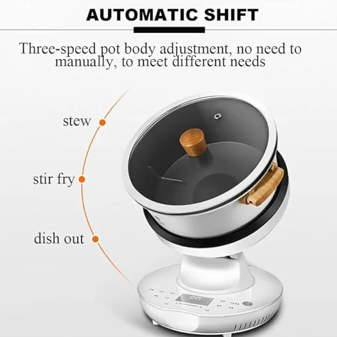 Macchina di cottura automatica 2000 W 8 l wok rotazione 360° fornello portatile