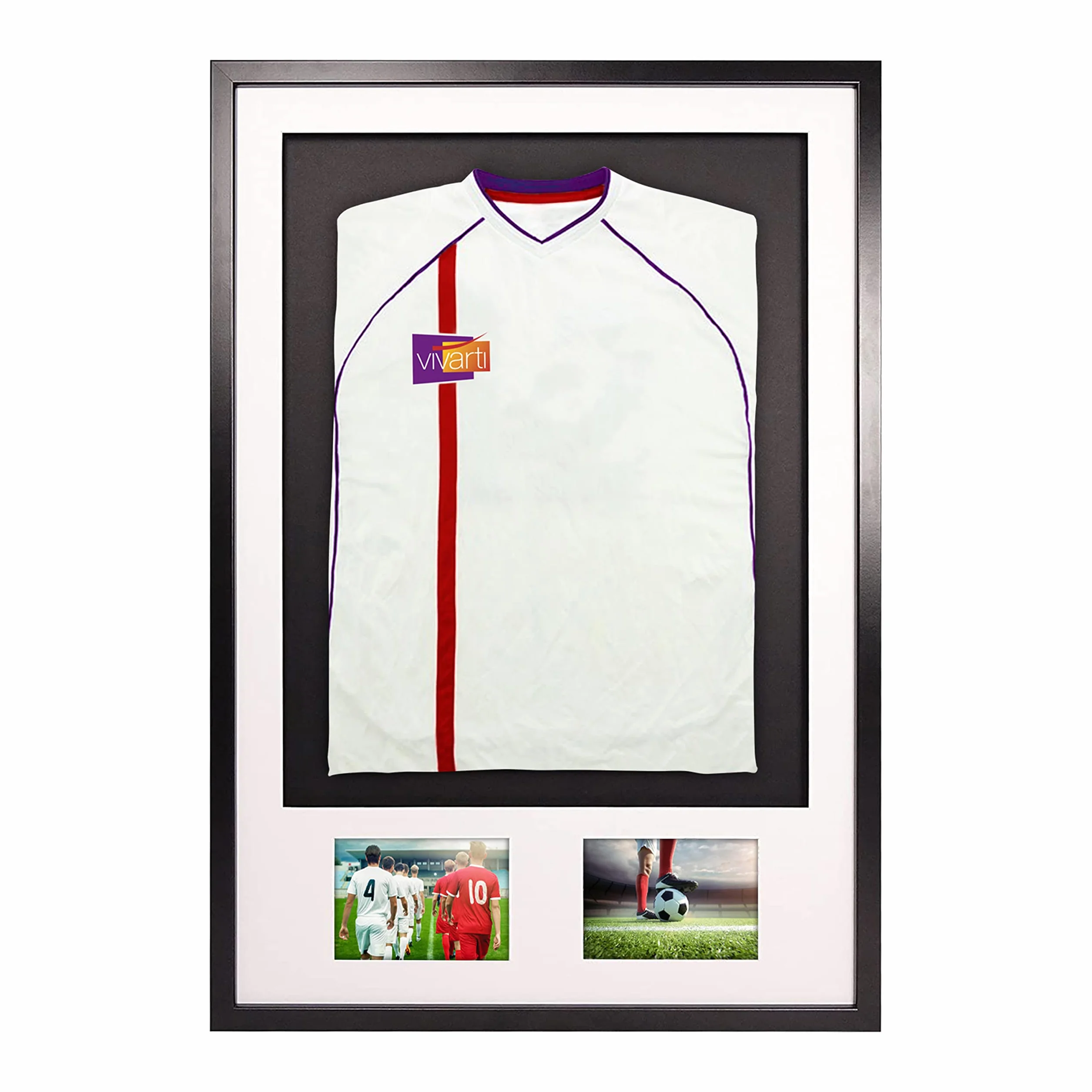 Vivarti fai da solo Adulto 3D montato - Doppia apertura Sport Camicia Display Telaio 61 x 91.5cm - Telaio nero, Monte bianco, Nero Backing Card