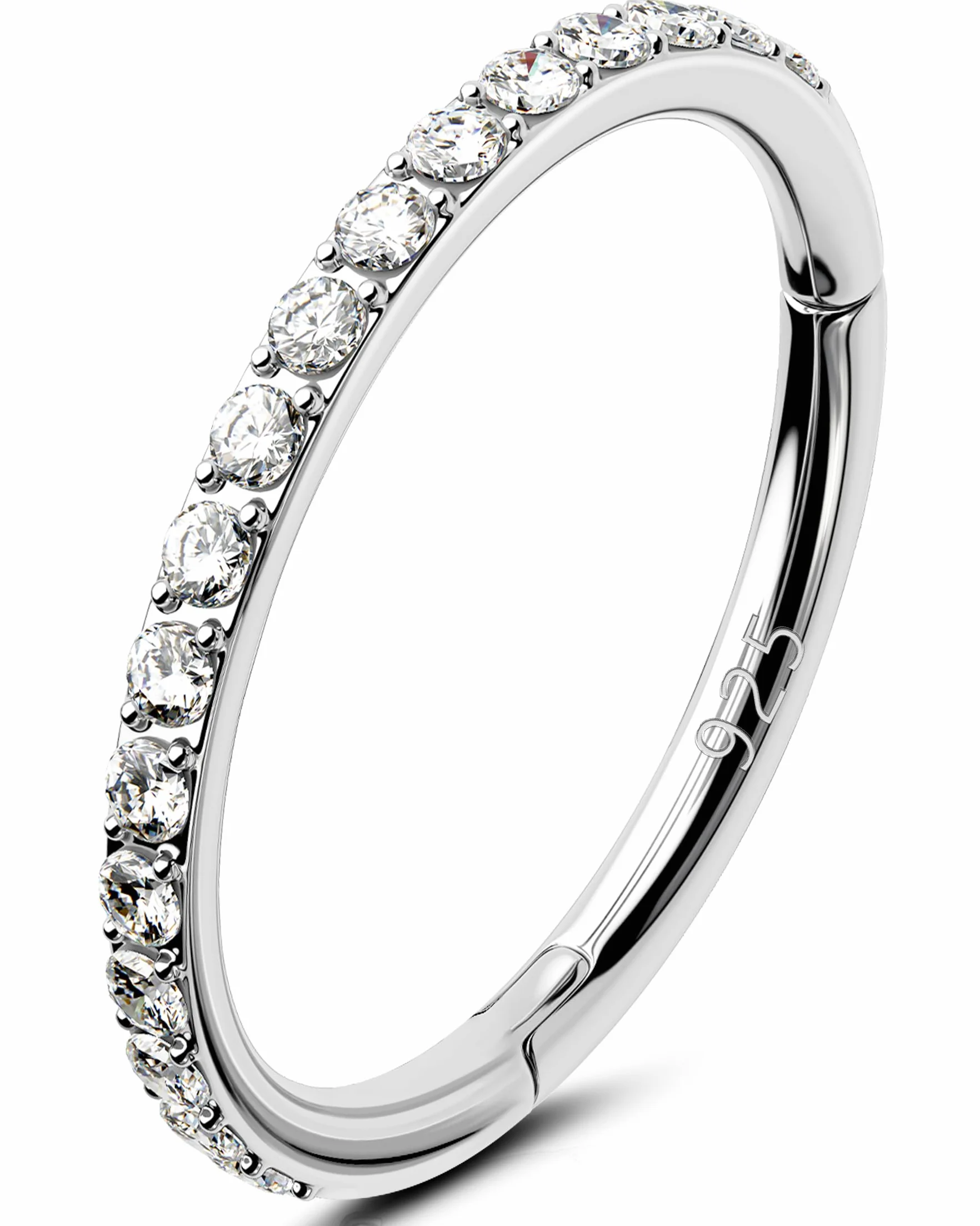 OUFER Anello Naso 20G 6 mm Argento 925 CZ Trasparente Seamless Open Piercing Naso Donna
