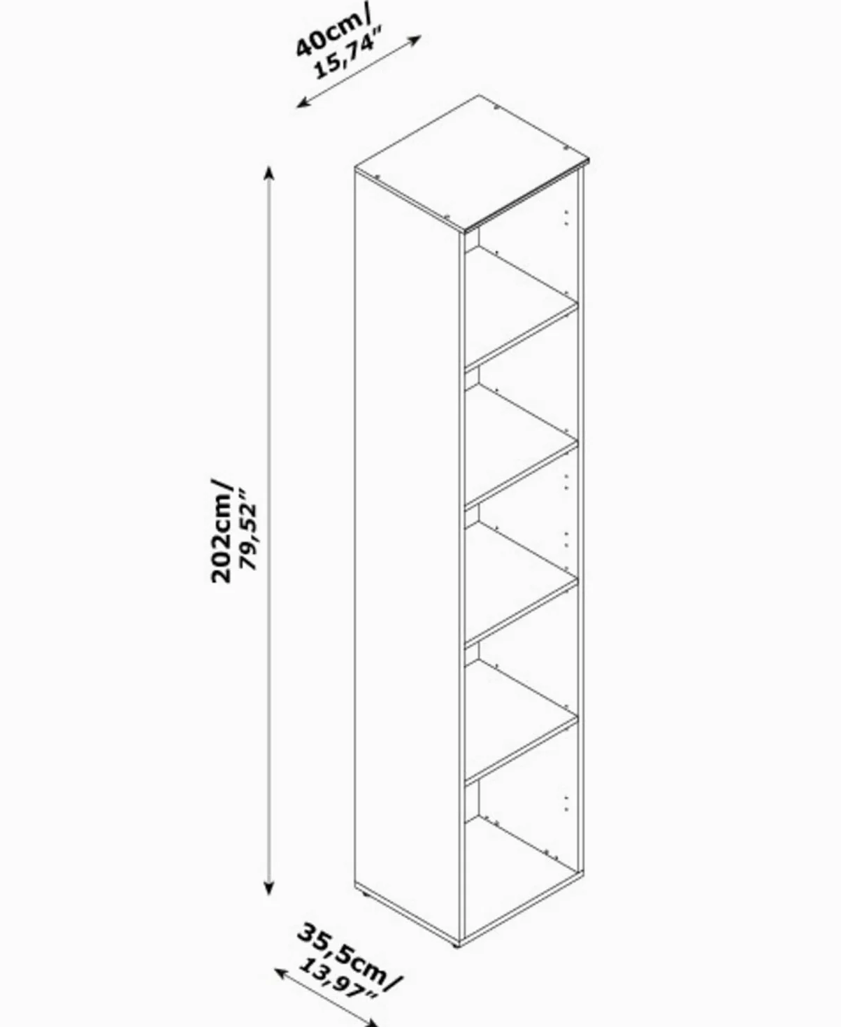 Composad | Libreria della Linea PRONTO con 5 Ripiani, Libreria per Ufficio e Home Office, Libreria Alta (LxAxP): 40x201,8x35,5 cm, Grigio Cashmere Topmatt e Rovere Mielato, Made in Italy