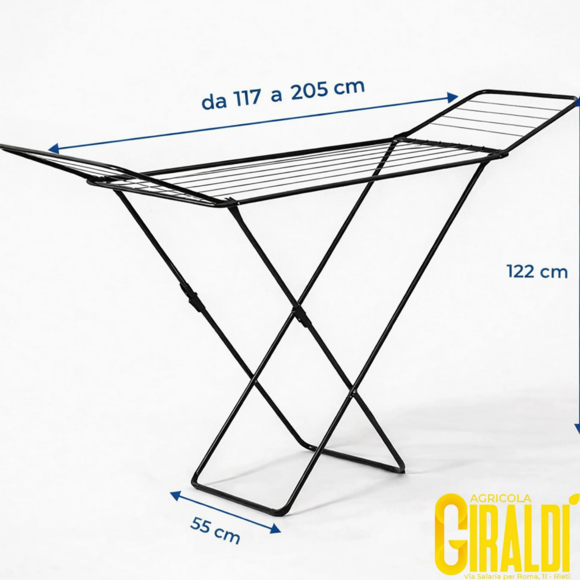 Stendino Pieghevole Infinity Flex Ultimate BLACK - Estensibile 2 metri con Ruote - 30 METRI di STENDITURA - Ali Alte per Lenzuola e Pantaloni - Stendibiancheria con Struttura in Acciaio e Alluminio