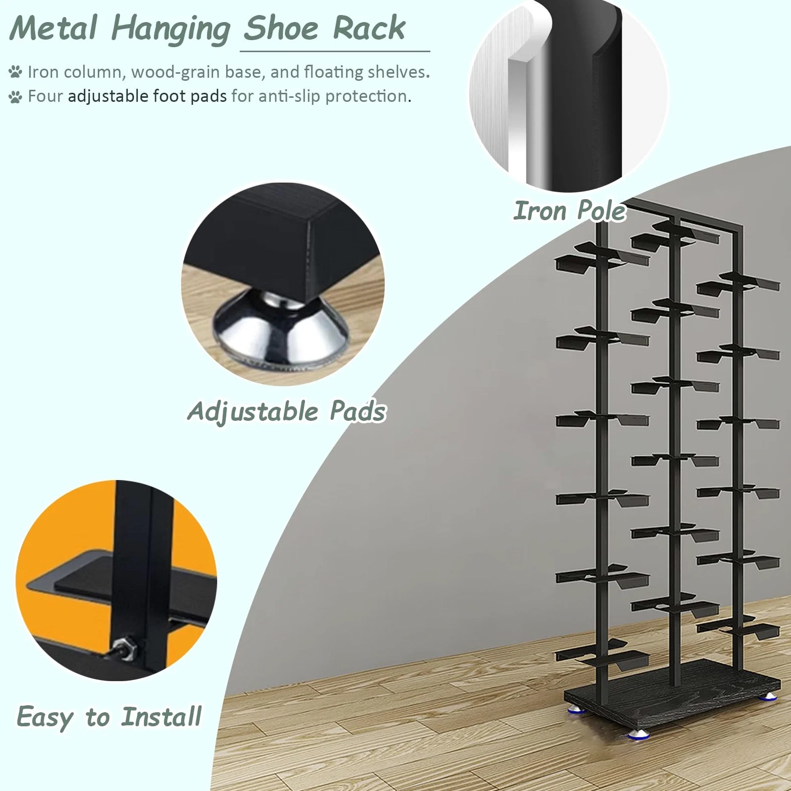 UrbanUp Espositore Scarpe Grande Espositore per Scarpe, Portascarpe Salvaspazio per Spazio di Lavoro, Scaffali Sospesi per L'ingresso di Un Negozio di Articoli per la Casa(White+wood B,L)