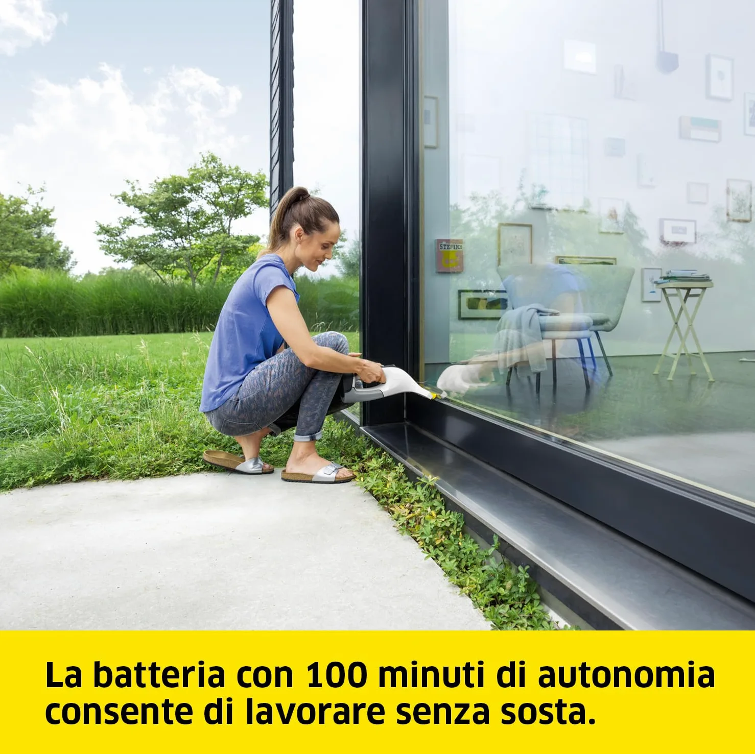 KÄRCHER Lavavetri Aspiragocce WV 6 Plus, pulizia di vetri, piastrelle, doccia, piani cottura, Serbatoio 150ml, Autonomia 100 min, Bocchetta 28cm, 20 ml detergente concentrato