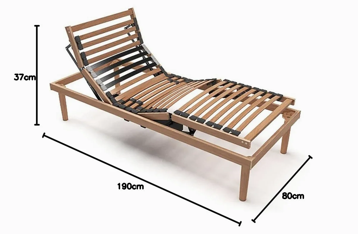 Comprarredo Rete ortopedica elettrica motorizzata in legno di faggio naturale con regolatori di portanza, due motori indipendenti, batteria di emergenza e telecomando, singola 80x190