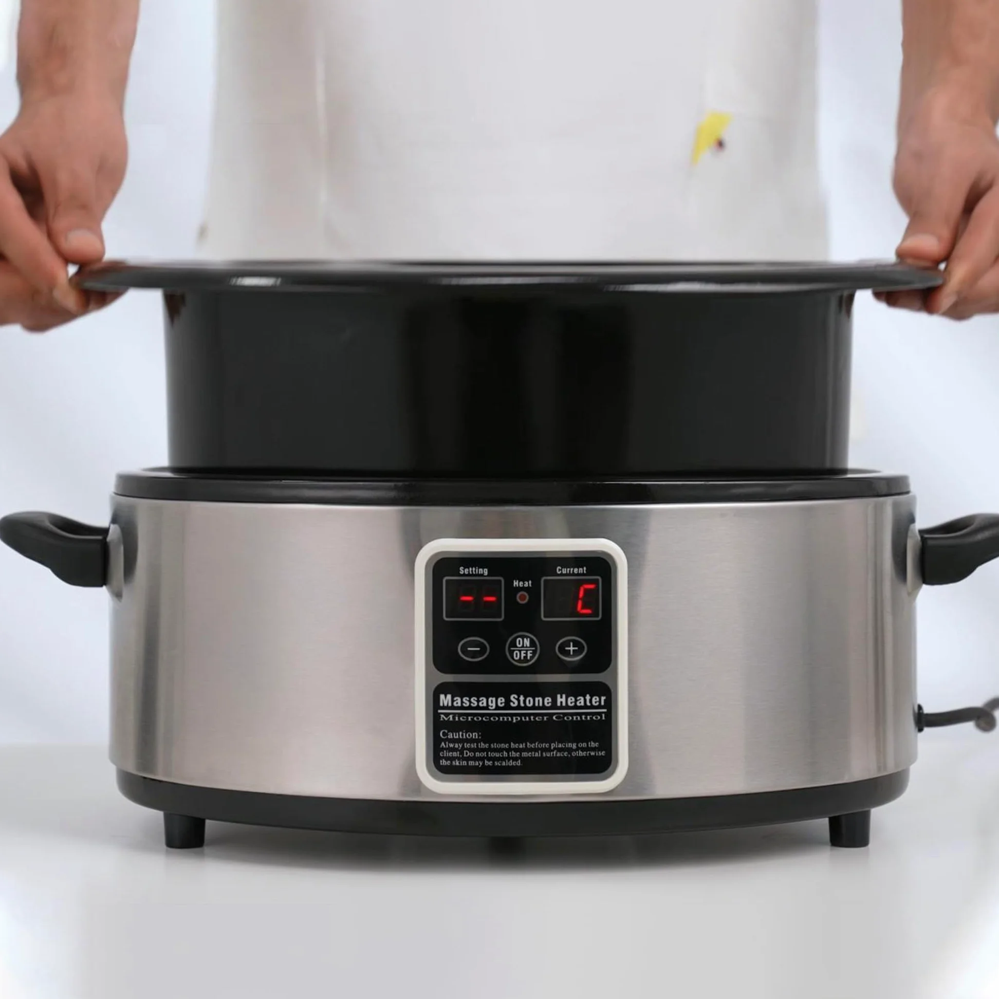 Master Massage Hot Stone - Riscaldatore con unità di controllo digitale e indicatore di temperatura, con mestolo da 6 litri
