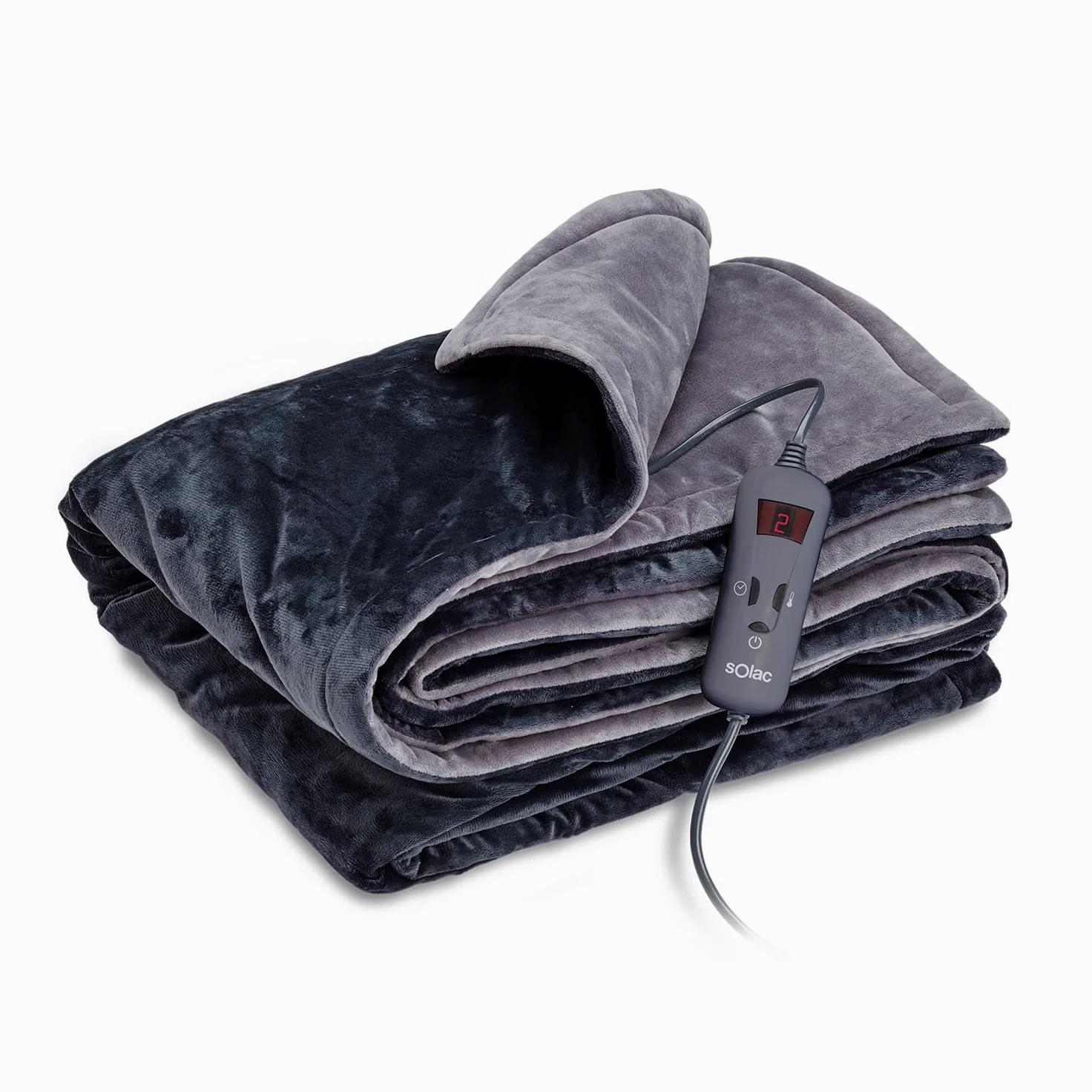 Solac - Coperta elettrica termica digitale 150W | 10 livelli di calore | Timer 9h | Autospegnimento | Lavabile in lavatrice | Morbida flanella 120x160 cm | Protezione surriscaldamento