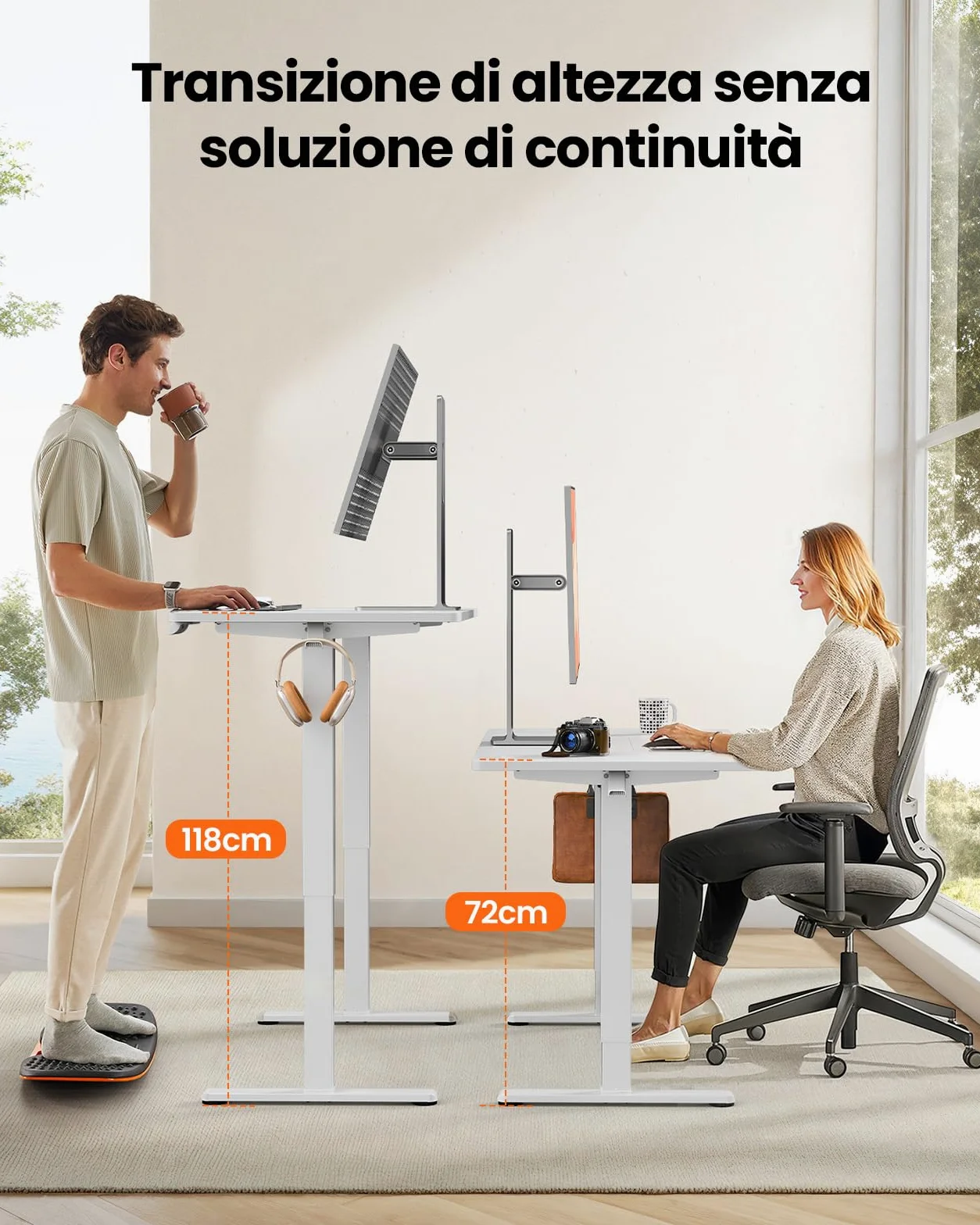 ErGear Scrivania Regolabile in Altezza per Ufficio e Computer 140 x 70 cm, Con Pannello Intelligente a 4 Memorie e Piano Assemblato