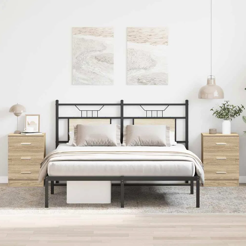 vidaXL 2X Comodini Moderni Eleganti Robusti con Cassetti Portaoggetti Armadietto Comò Cassettiera Versatile Rovere Sonoma 38x35x56 cm in Truciolato