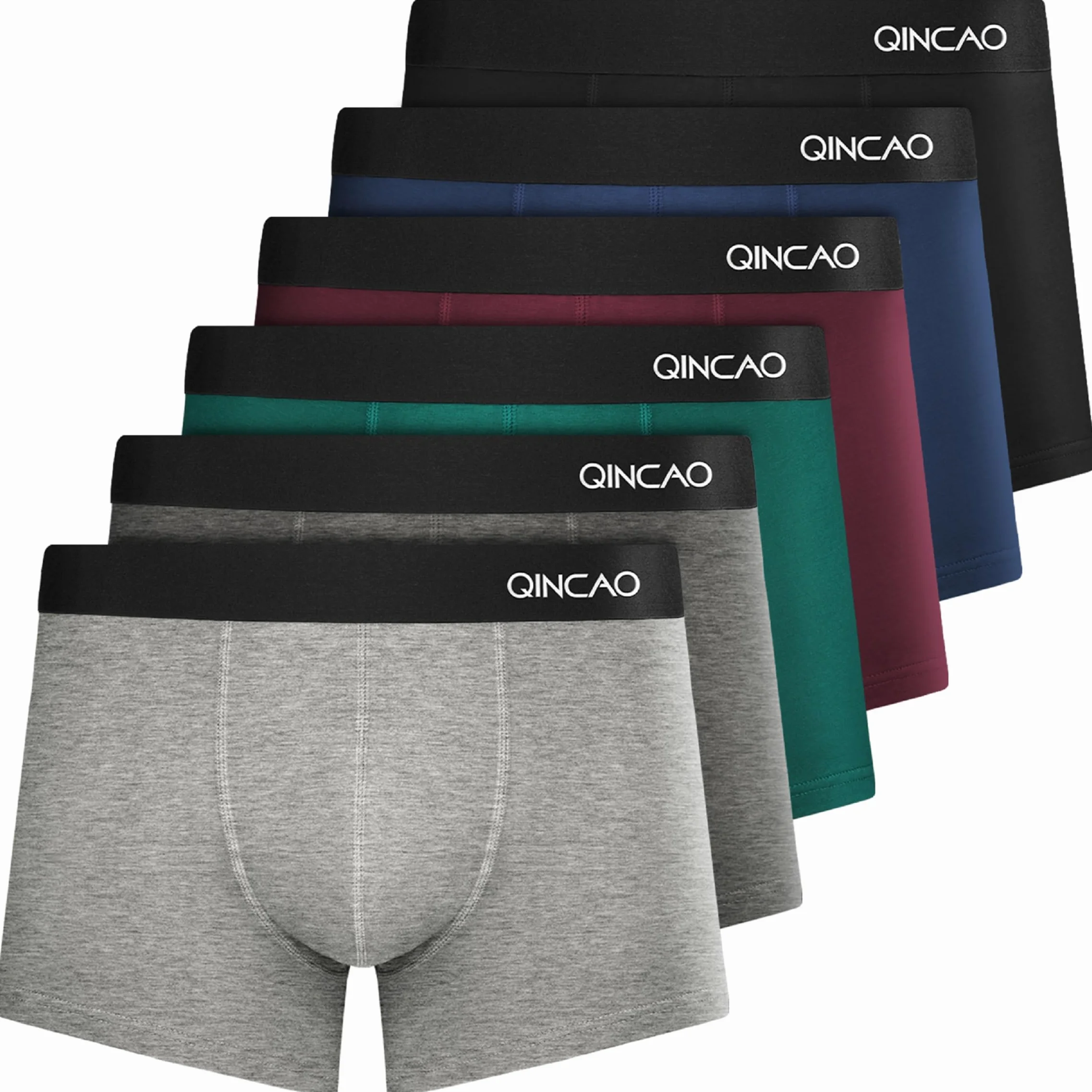 QINCAO Boxer da Uomo in Cotone, Confezione da 6 Pezzi, Taglia S-4XL
