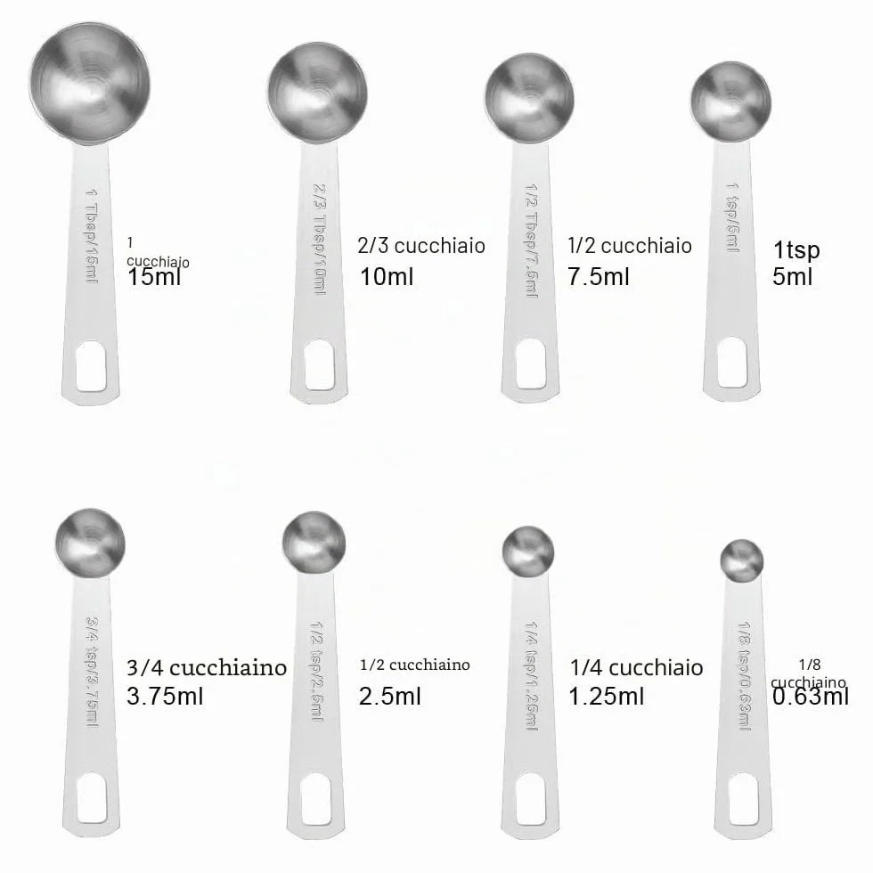 Vicloon Cucchiai Dosatori, Set di 9 Misurini in Acciaio Inox 304 Measuring Spoons Preciso Cucina Misurini Cucchiai Dosatore Set per Misurazione a Secco e Ingredienti Liquidi