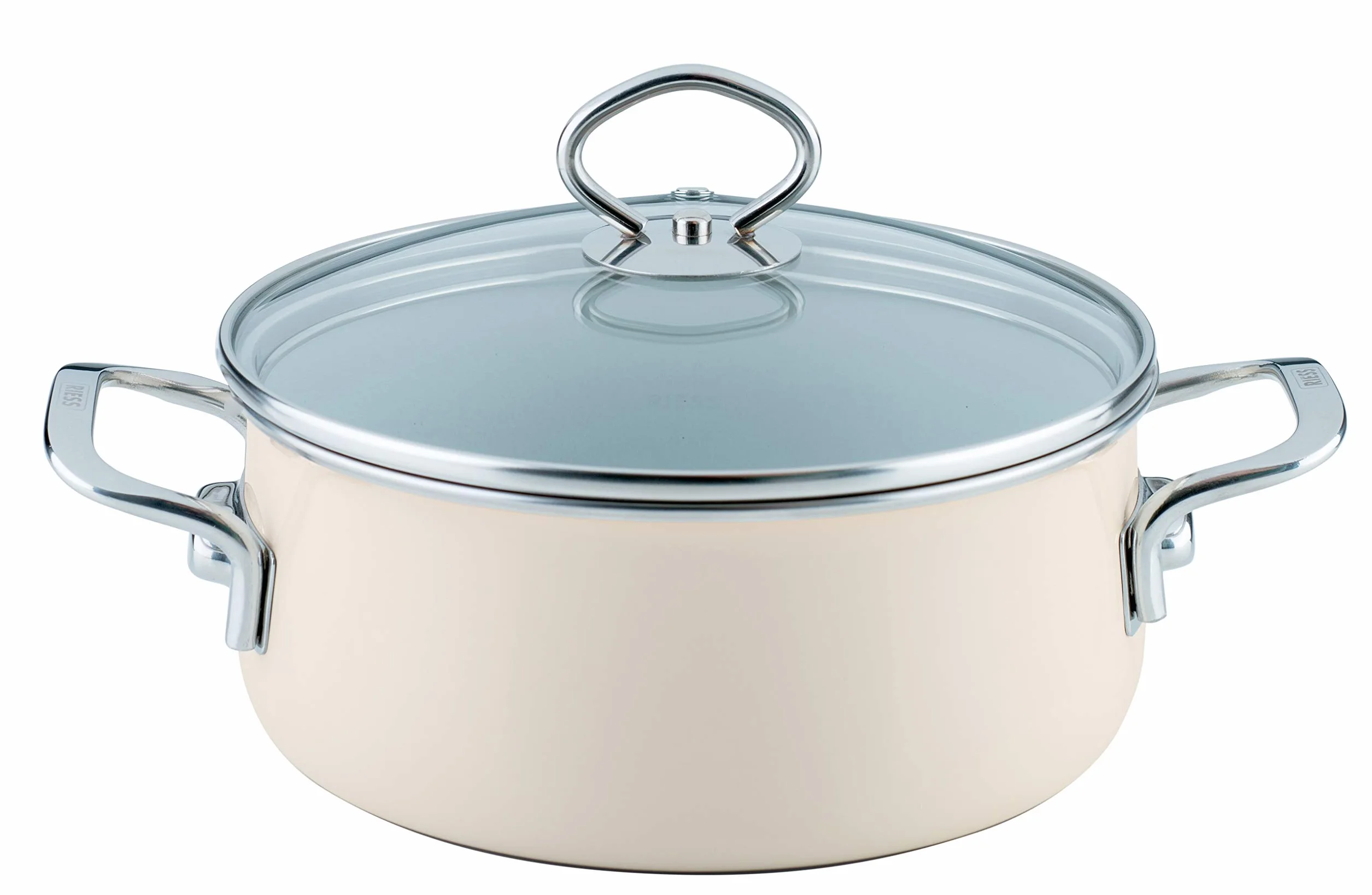 Riess 0709-011 Nouvelle-Avorio Top 3000 - Casseruola extra forte con coperchio in vetro, diametro 20 cm