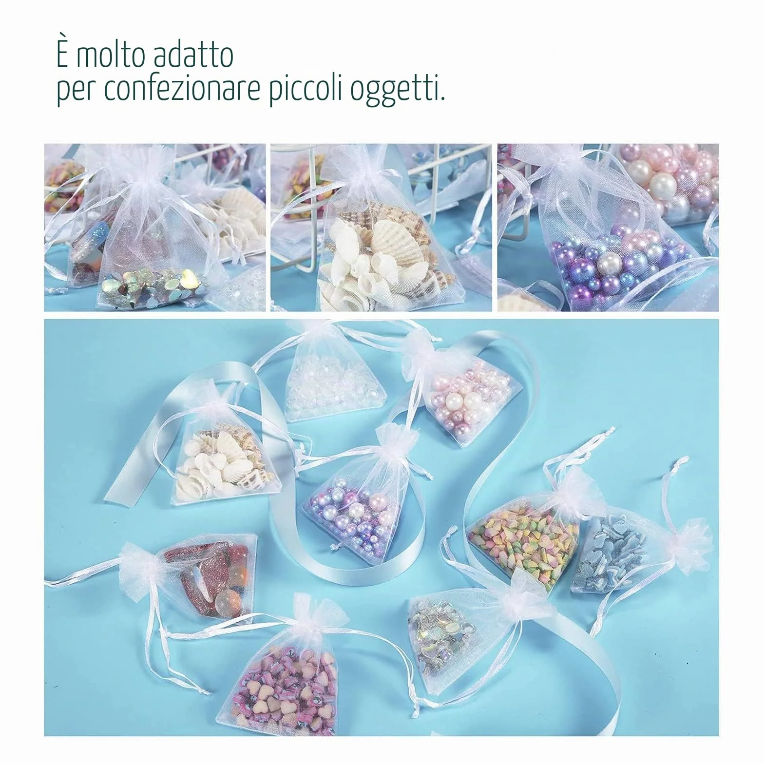 Carehabi sacchetti per confetti in organza 7 x 9 cm, bustine regalo per matrimonio, bomboniere nuziali