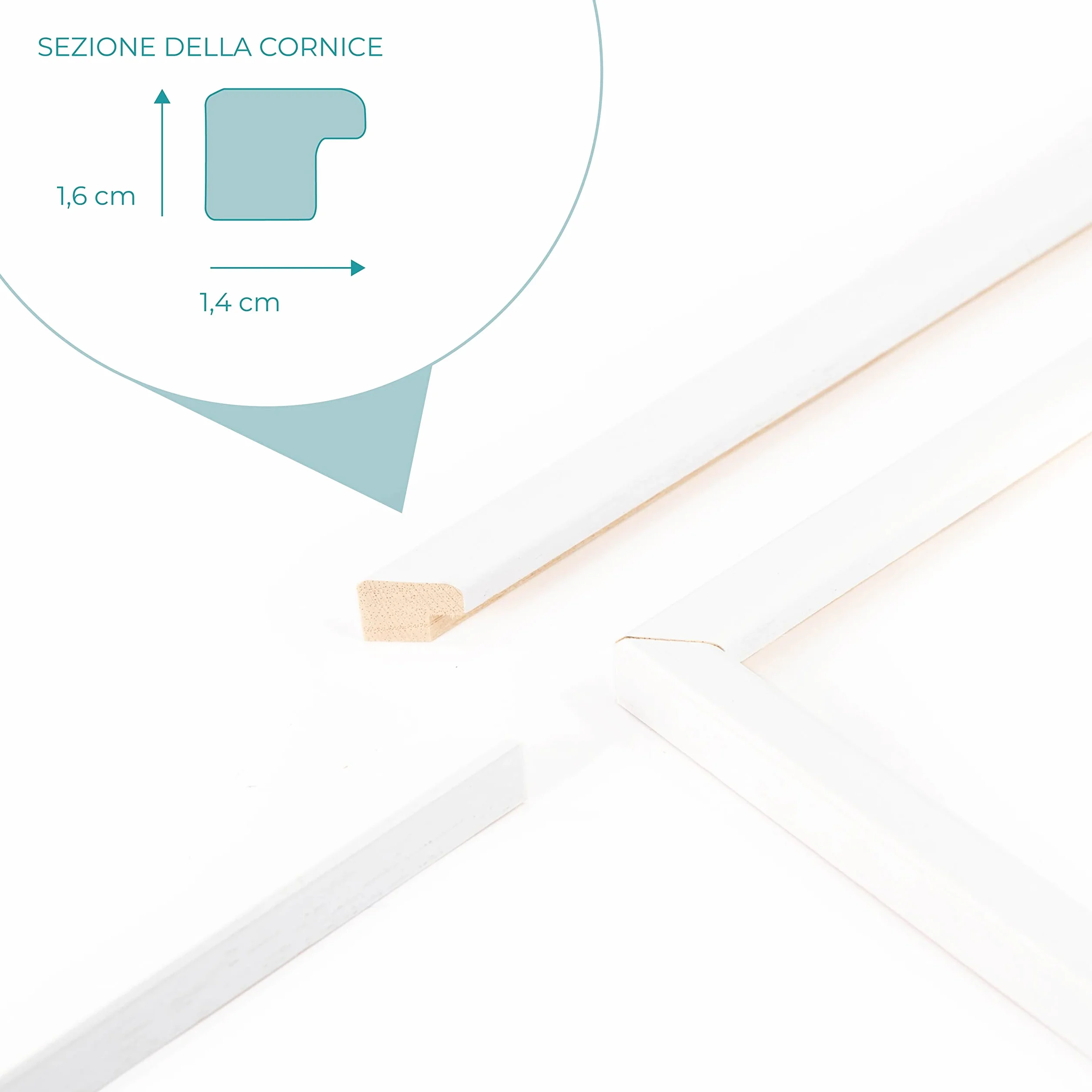 Cornice Portafoto da Parete in Legno Optical 60x80 cm Bianco Design Moderno Produzione Italiana
