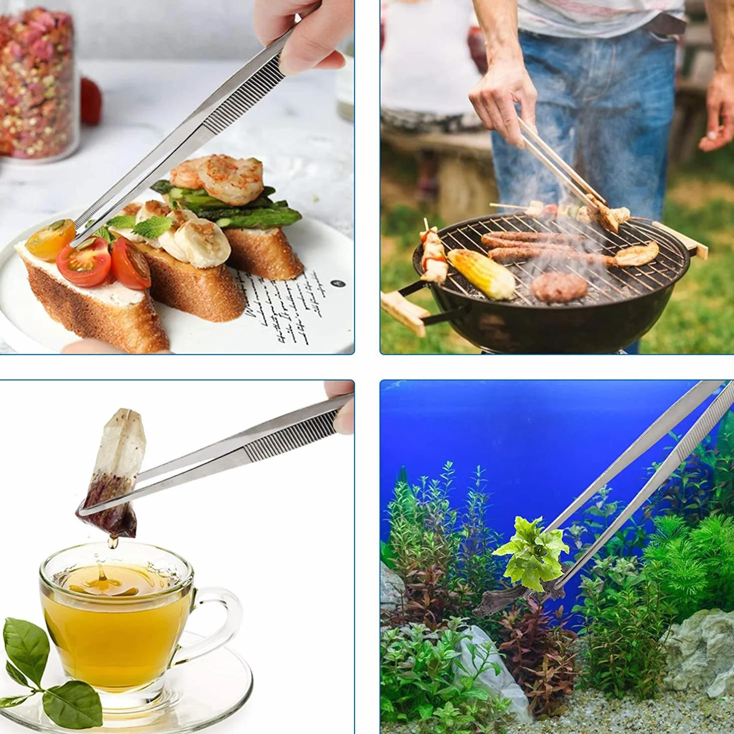 Pinze Cucina Acciaio 16-40cm, Pinza da Chef Alta Precisione, Barbecue, Bistecca, Hamburger, Pasta, Multiuso 30cm