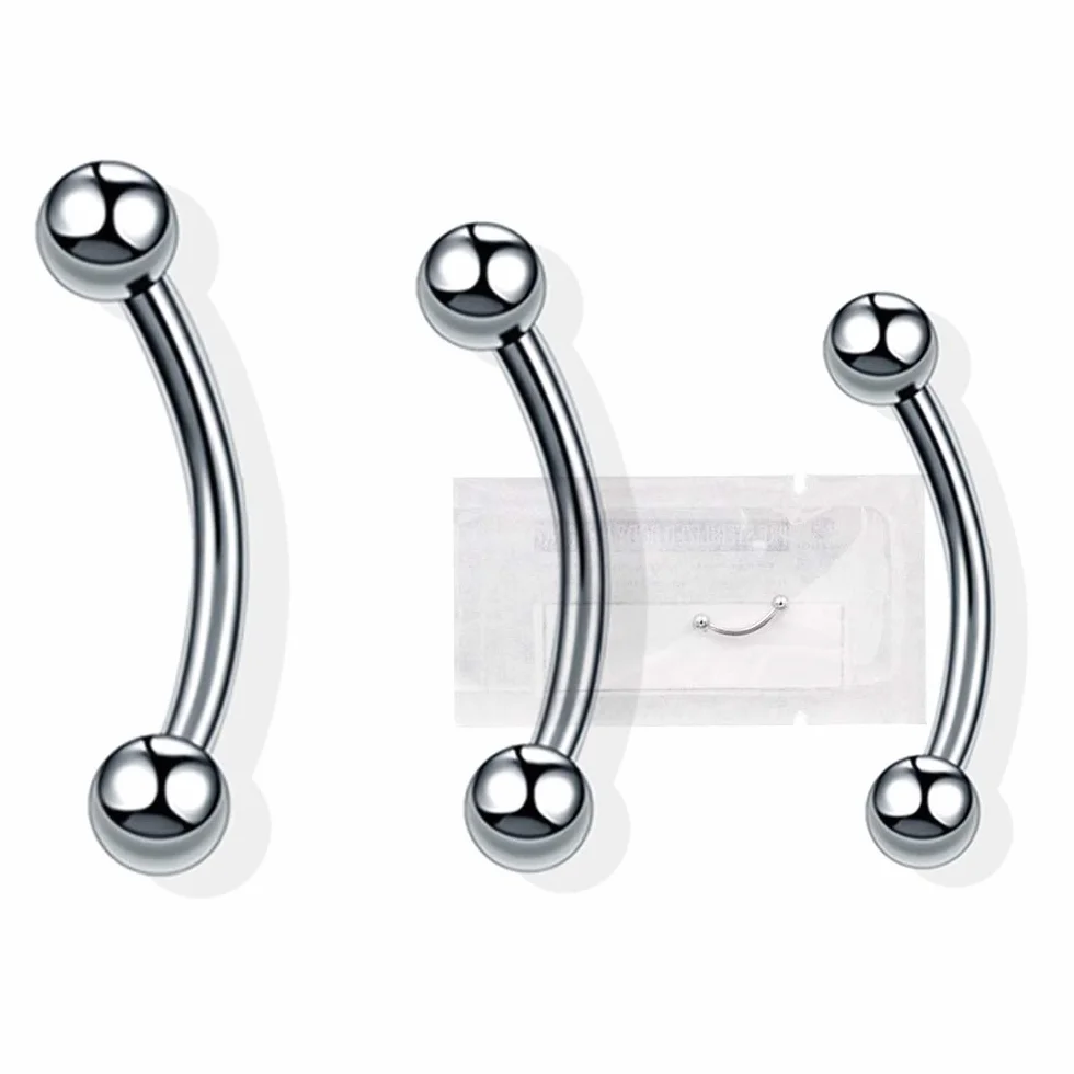 WARRIOR Sterile Piercing Banana Sopracciglia Curved Barbell Tragus Helix Cartilagine Orecchio Acciaio Chirurgico 316L Titanio 16G (1,2mm)