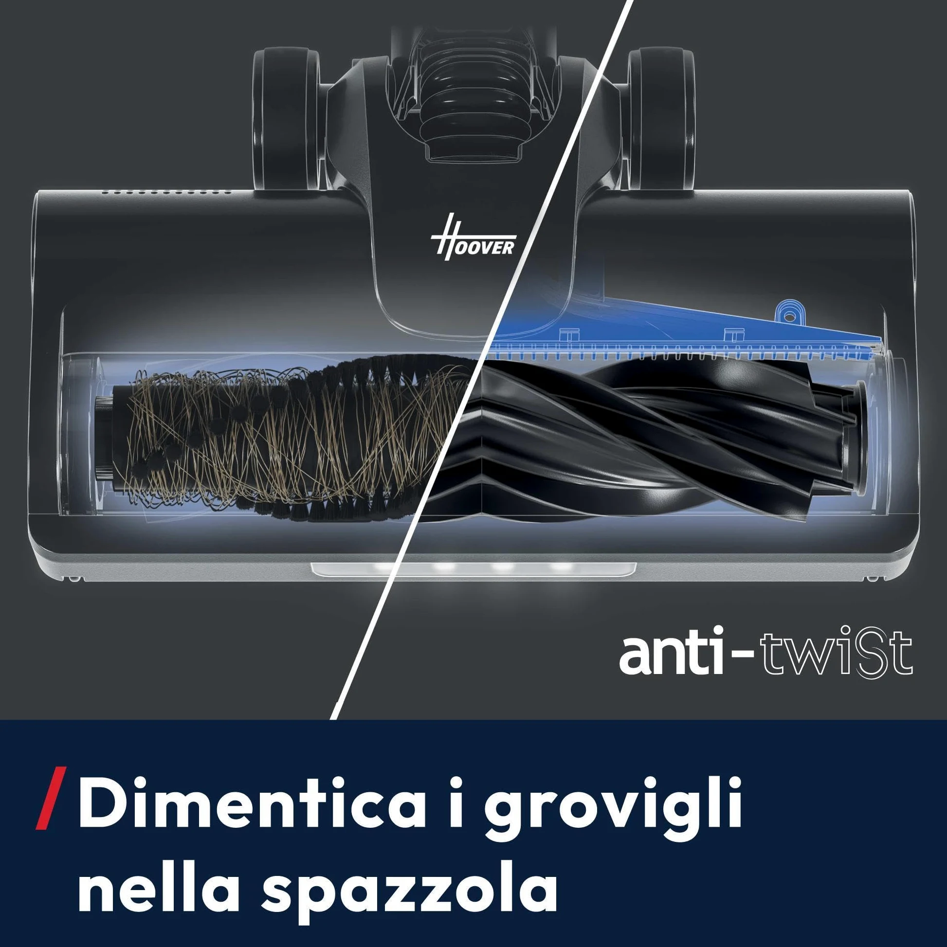 Hoover HF1 Plus Scopa Elettrica Senza Fili con Modalità Turbo, Spazzola All Floor con Tecnologia Anti-Twist, Autonomia 45 Minuti, Quick Park&Go, Luci LED [HF1PZ10H]