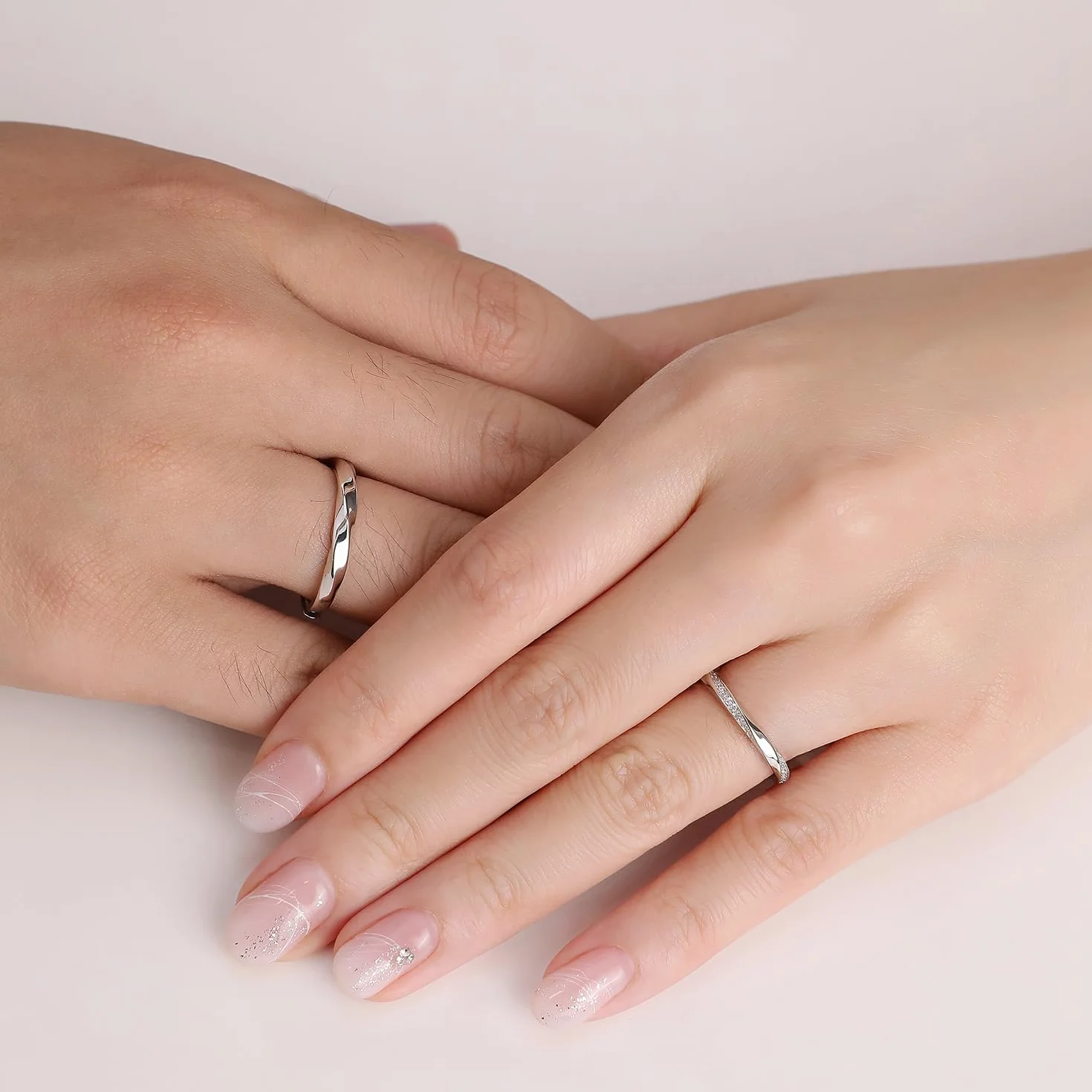 Meissa Anelli Donna Uomo Argento 925 Anelli Coppia Fidanzati Regolabili Fidanzamento Zircone cubico Fedi Nuziali Gioielli Matrimonio Set di due anelli
