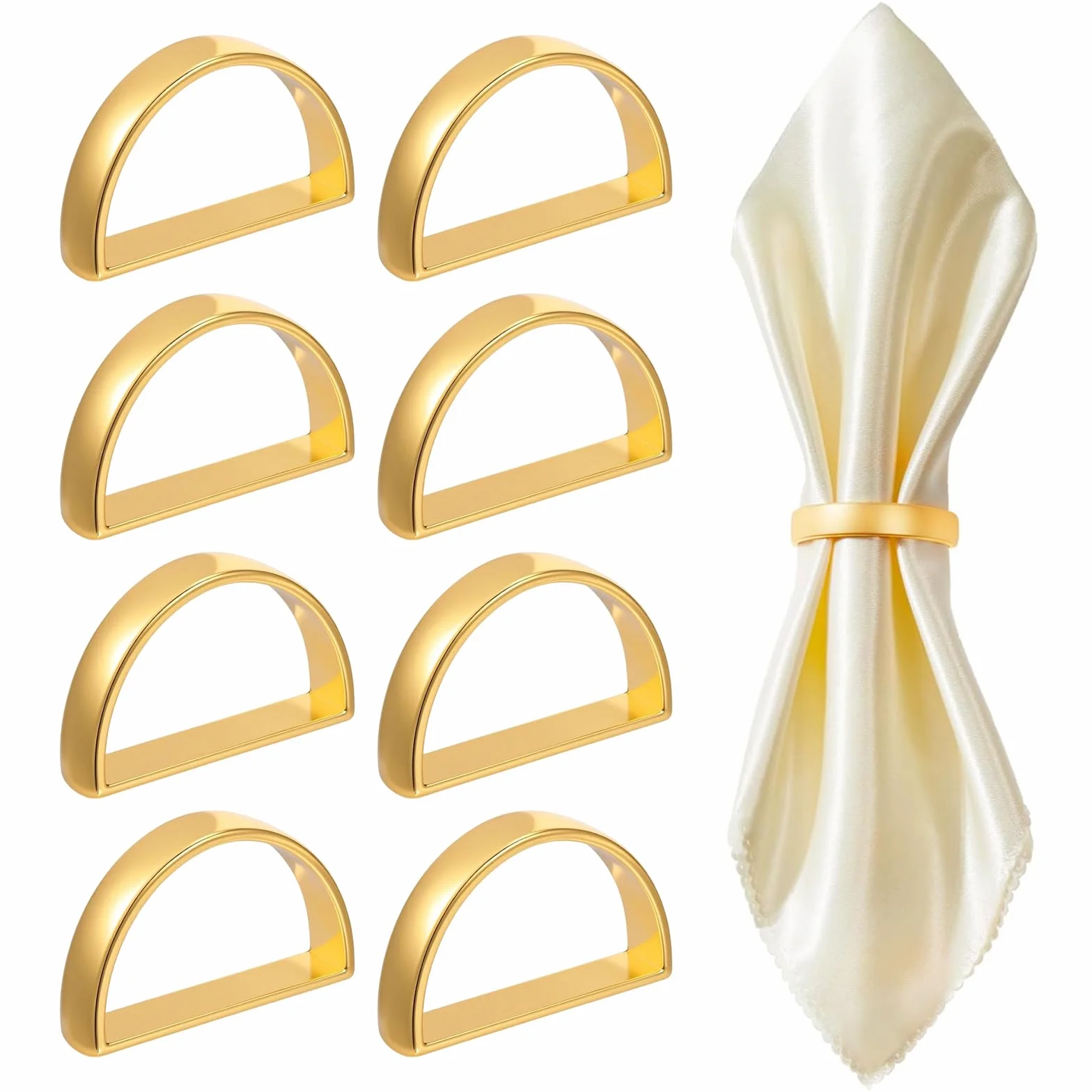 8 Pezzi Anelli Portatovaglioli Oro a Forma di D, Fibbia per Tovaglioli per Tavola da Pranzo, Accessori Decorazione per Matrimonio Banchetto Natale e Cena
