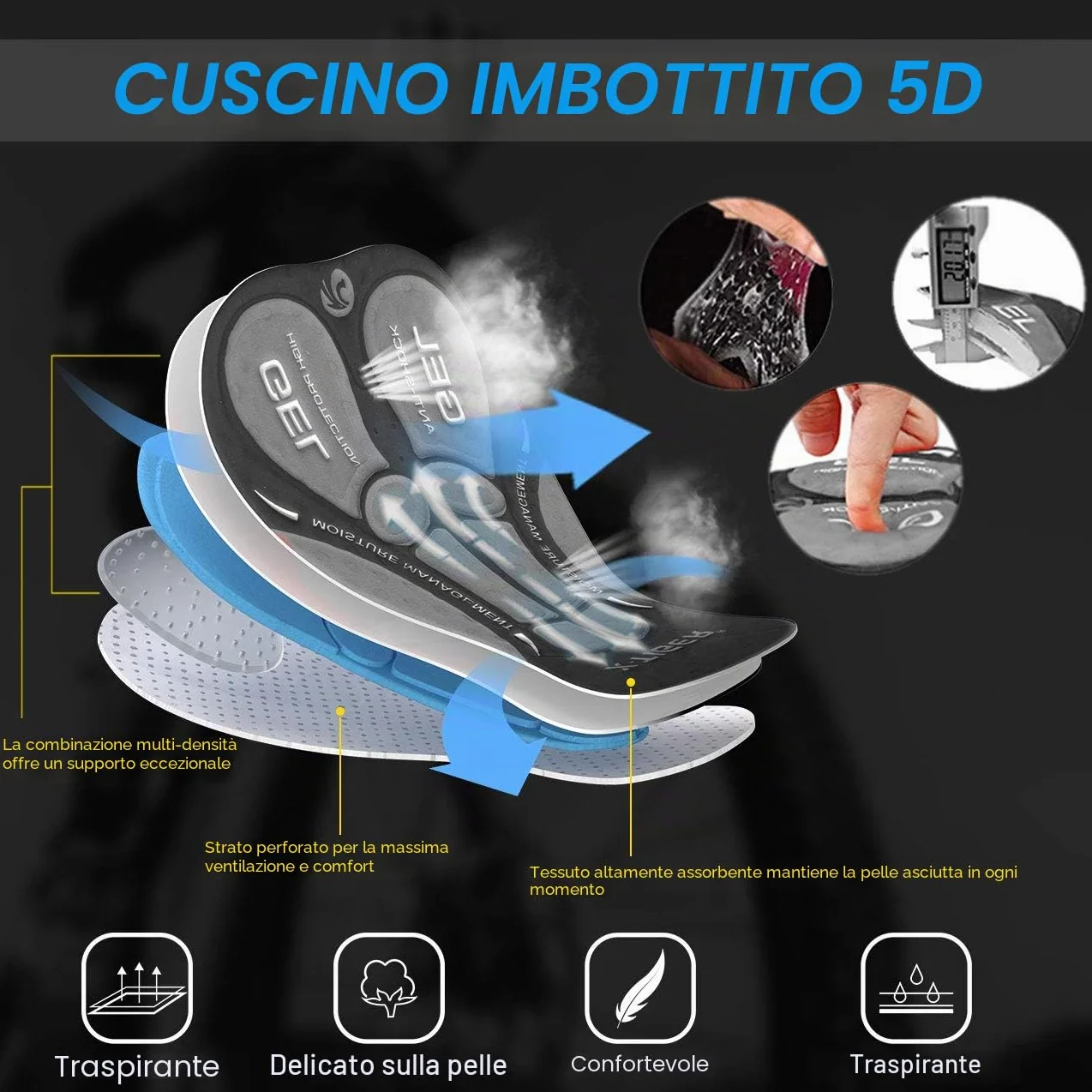 X-TIGER Pantaloncini da Ciclismo Uomo 5D Gel Imbottito Traspirante