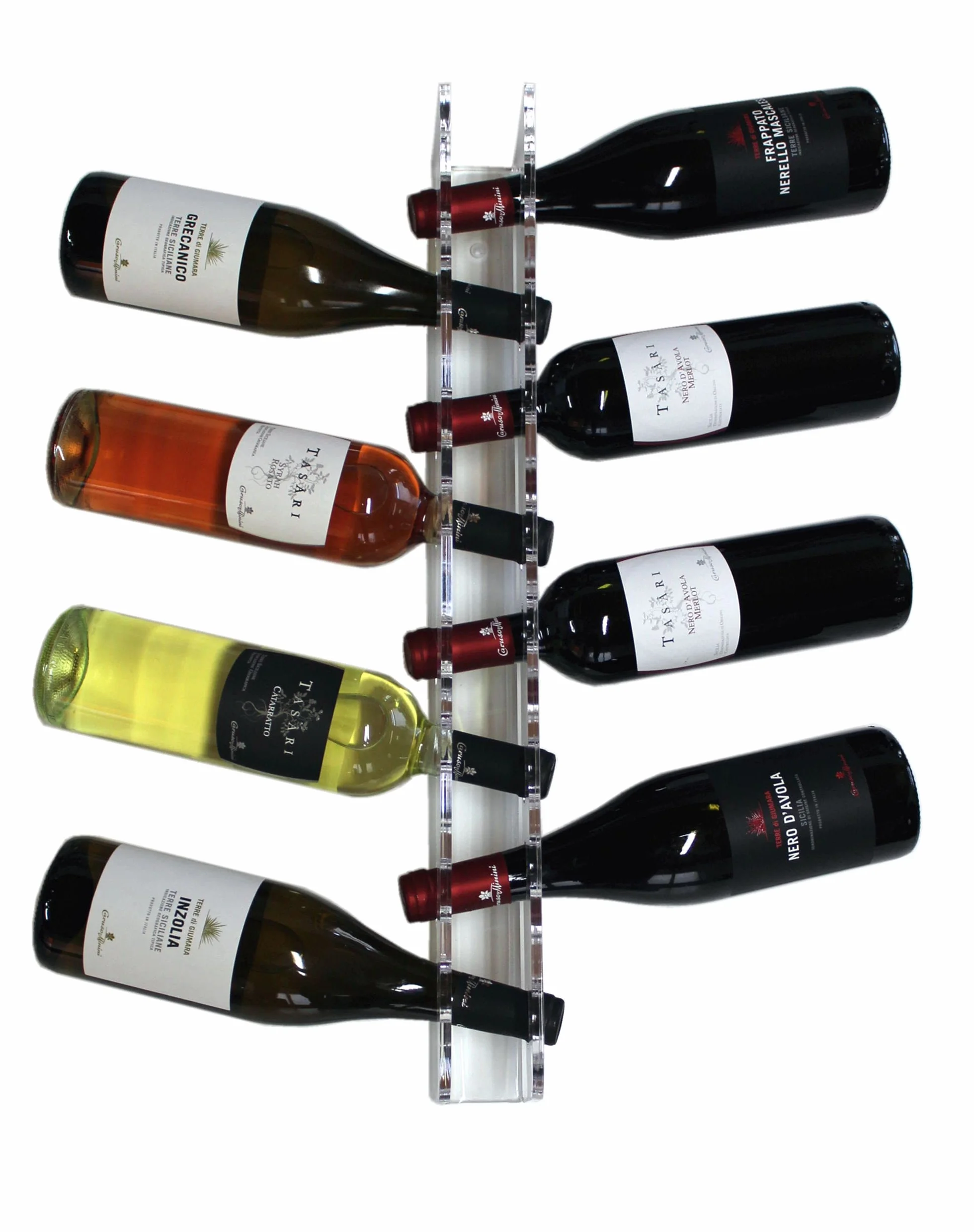Agplex Cantinetta Vino - Portabottiglie Vino da Parete in vetro acrilico plexig. - Porta Bottiglie di Vino trasparente (Capacità 10 Bottiglie)