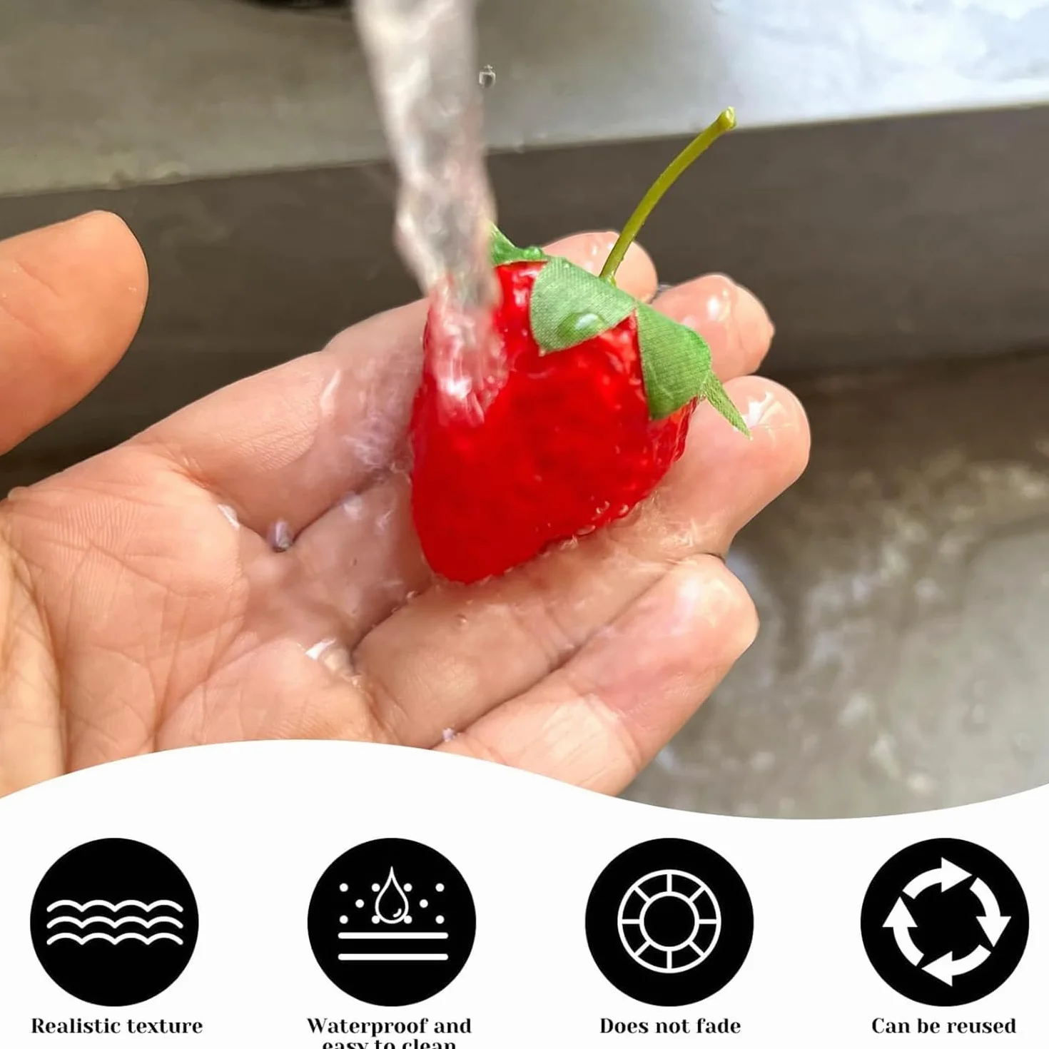 Frutta Finta Decorativa 40 Pezzi Fragola Artificiale Ciliegie Rosso Frutta per Casa Cucina Hotel