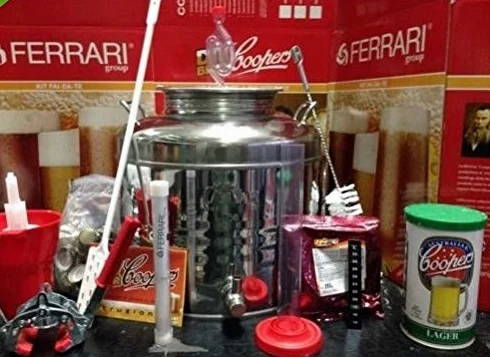 KIT DI FERMENTAZIONE BIRRA ACCIAIO INOX 18/10 FUSTO 30LT+ACCESSORI+MALTO COOPERS