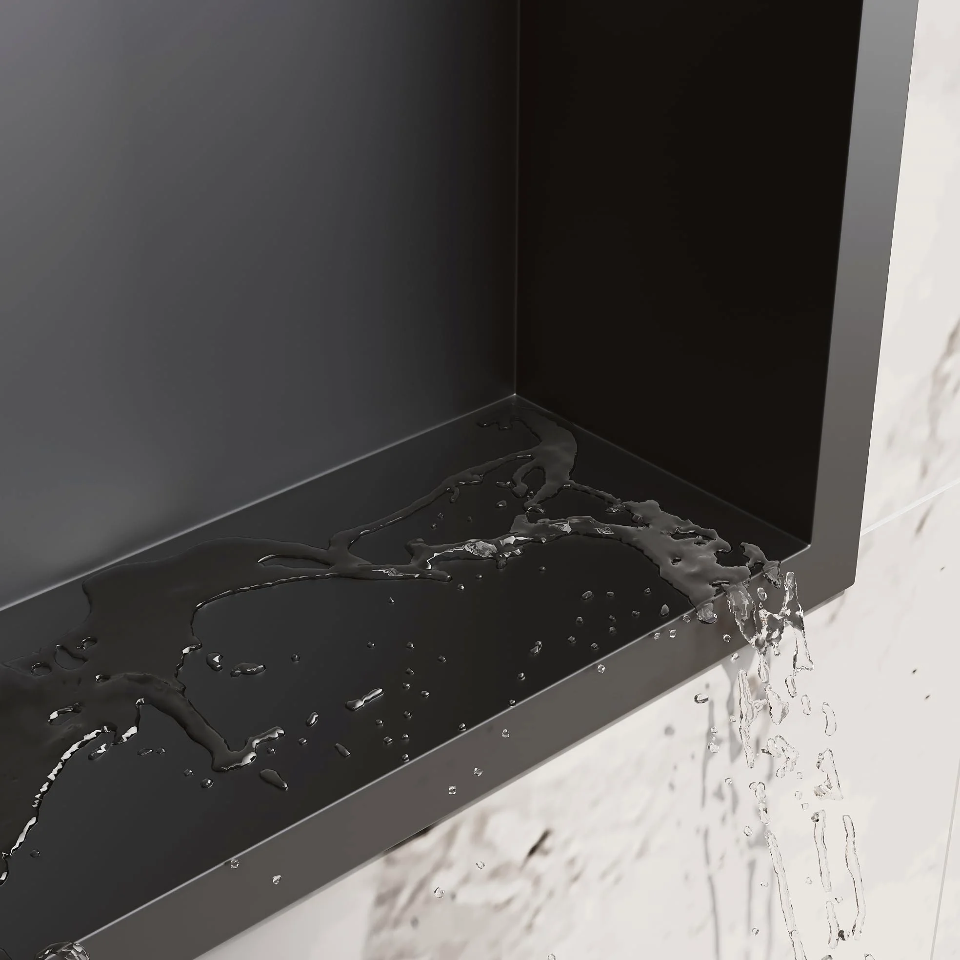SIRHONA Nicchia da bagno, cuccia da doccia a incasso in acciaio inox, elementi di stoccaggio per la doccia in bagno, 90 x 30 cm, colore: Nero
