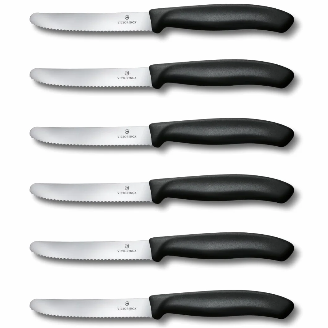 Victorinox Swiss Classic Coltello da colazione Coltello da pane 11 cm Acciaio inossidabile Set 6 Pezzi Nero