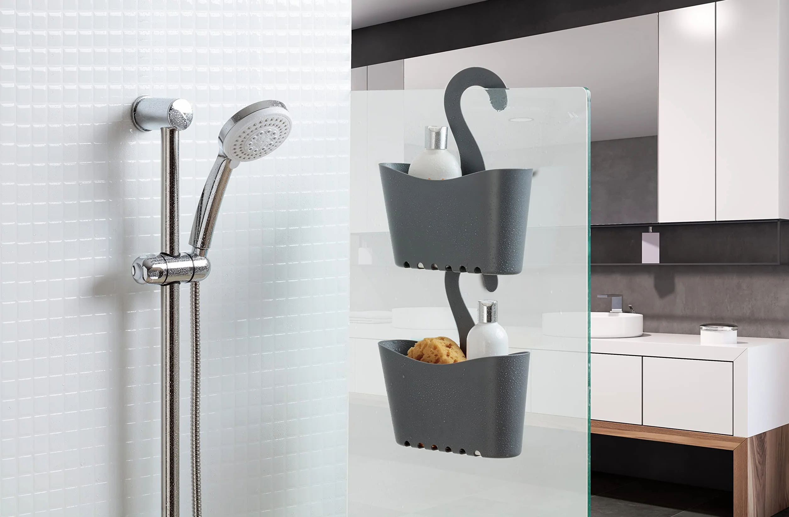 TATAY Portasapone per Doccia Impilabile 25x9x28 cm Grigio