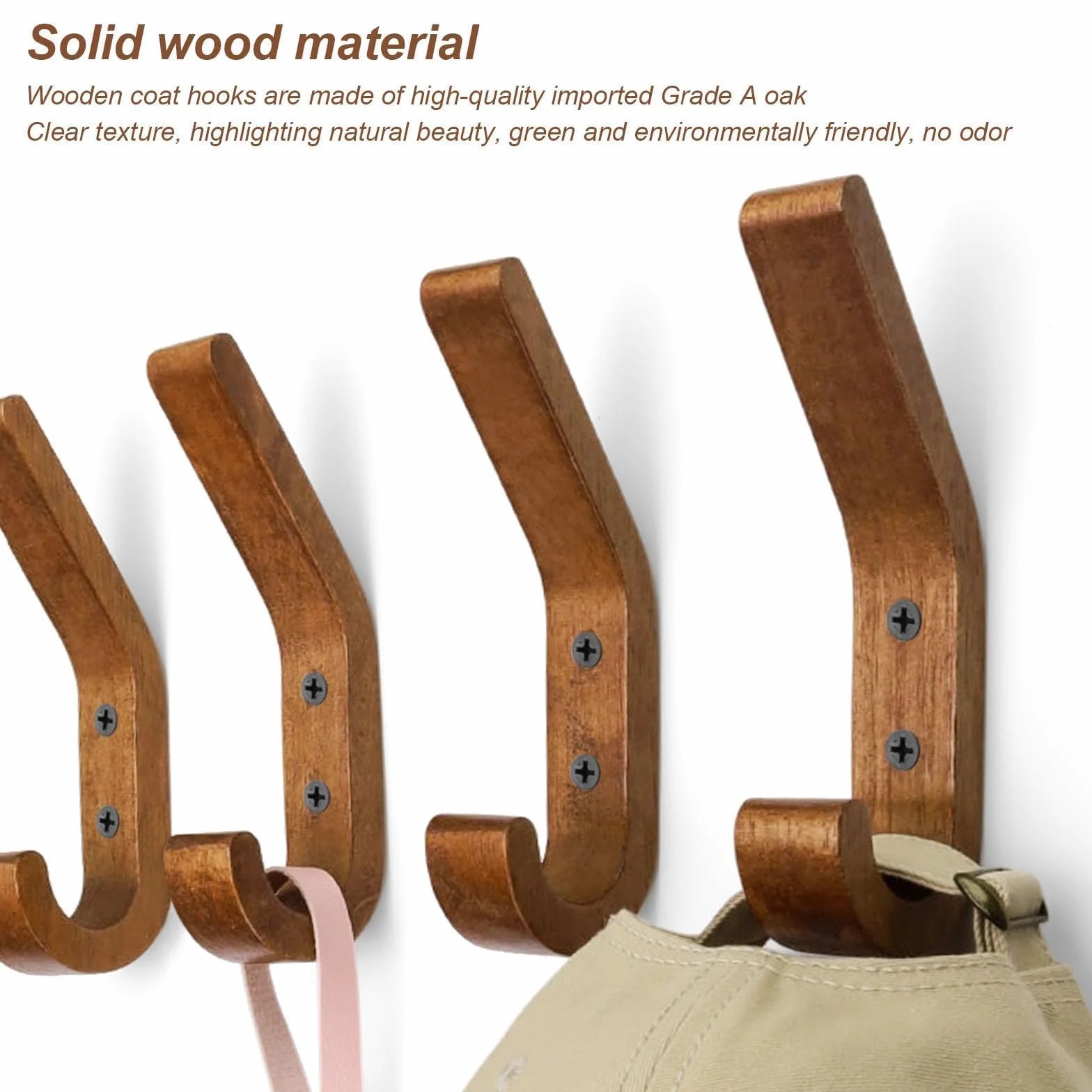 Ganci appendiabiti in legno di quercia Set 4 pezzi 155 mm noce lucido oliato