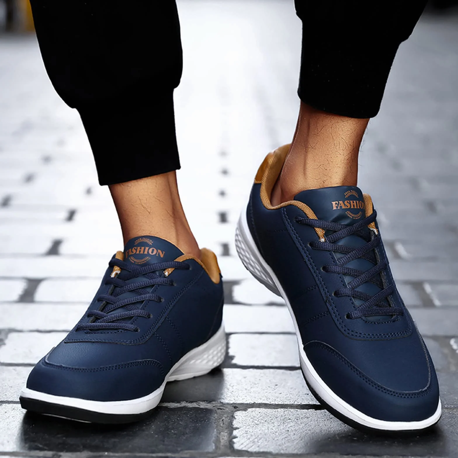 Sneaker ortopediche uomo in pelle antiscivolo leggere basse sportive