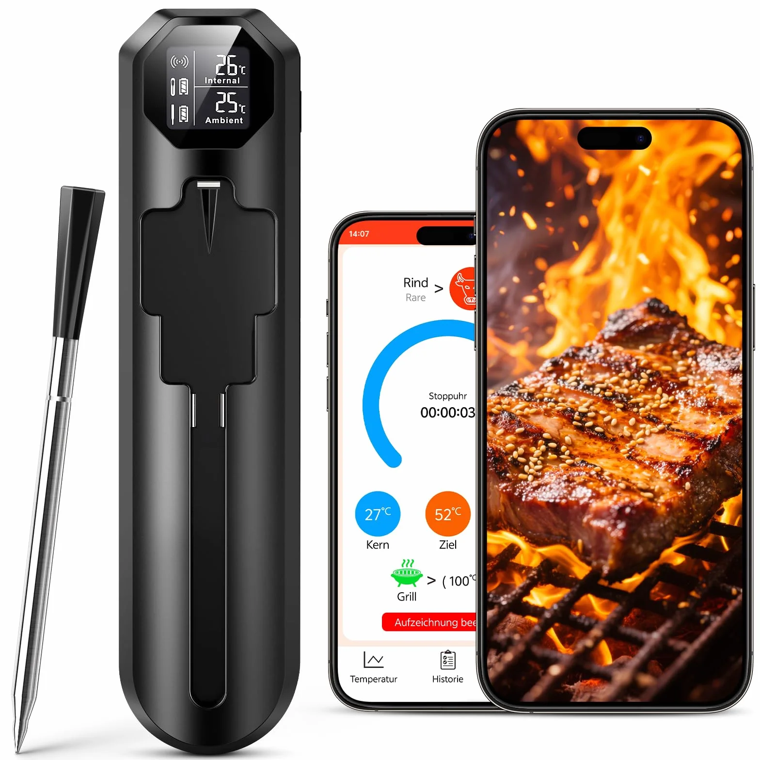 Termometro Carne Bluetooth IP67 Impermeabile Wireless per BBQ Forno Grill