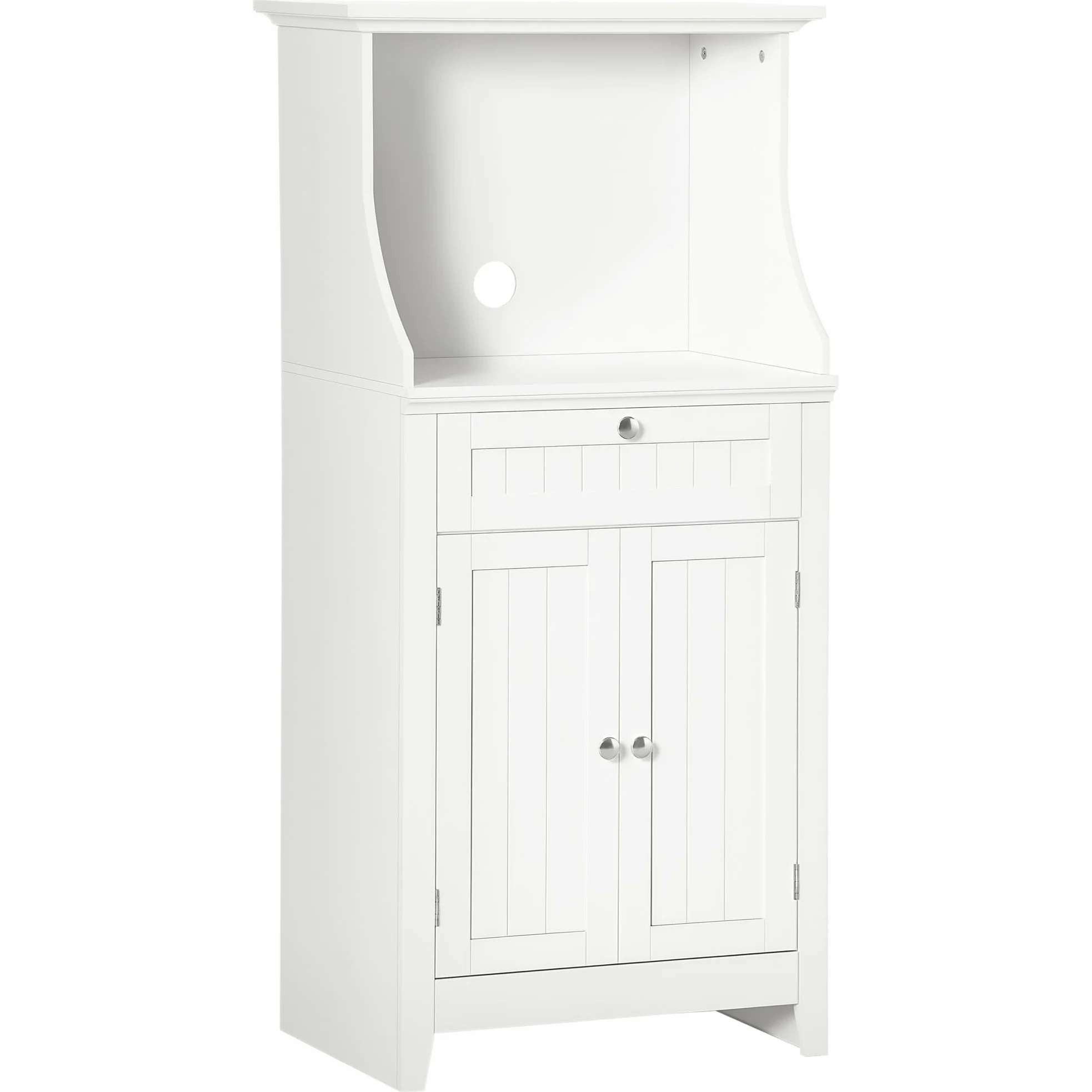 HOMCOM Mobile Cucina per Microonde e Piccoli Elettrodomestici, Mobile da Cucina con Supporto per Forno Microonde, Cassetto e Armadietto 2 Ante con Ripiano Regolabile, 60x40x122.5 cm, Bianco