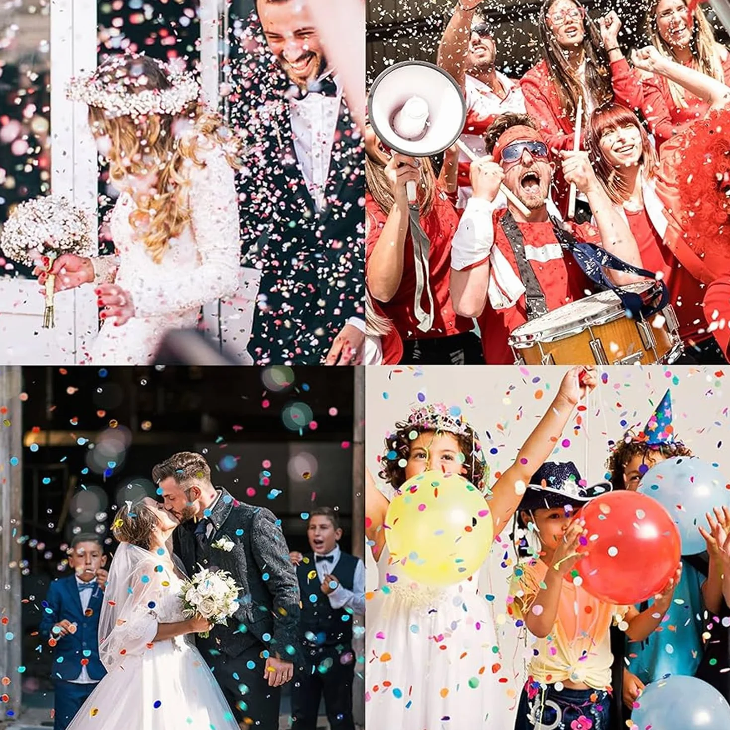 Akitaink - 4 Cannoni Tubo Spara Coriandoli colorati 40 CM ad Aria Compressa: Effetto Magico per Feste, Matrimoni Occasioni Speciali per Festeggiare una Laurea, Baby Shower, Compleanno