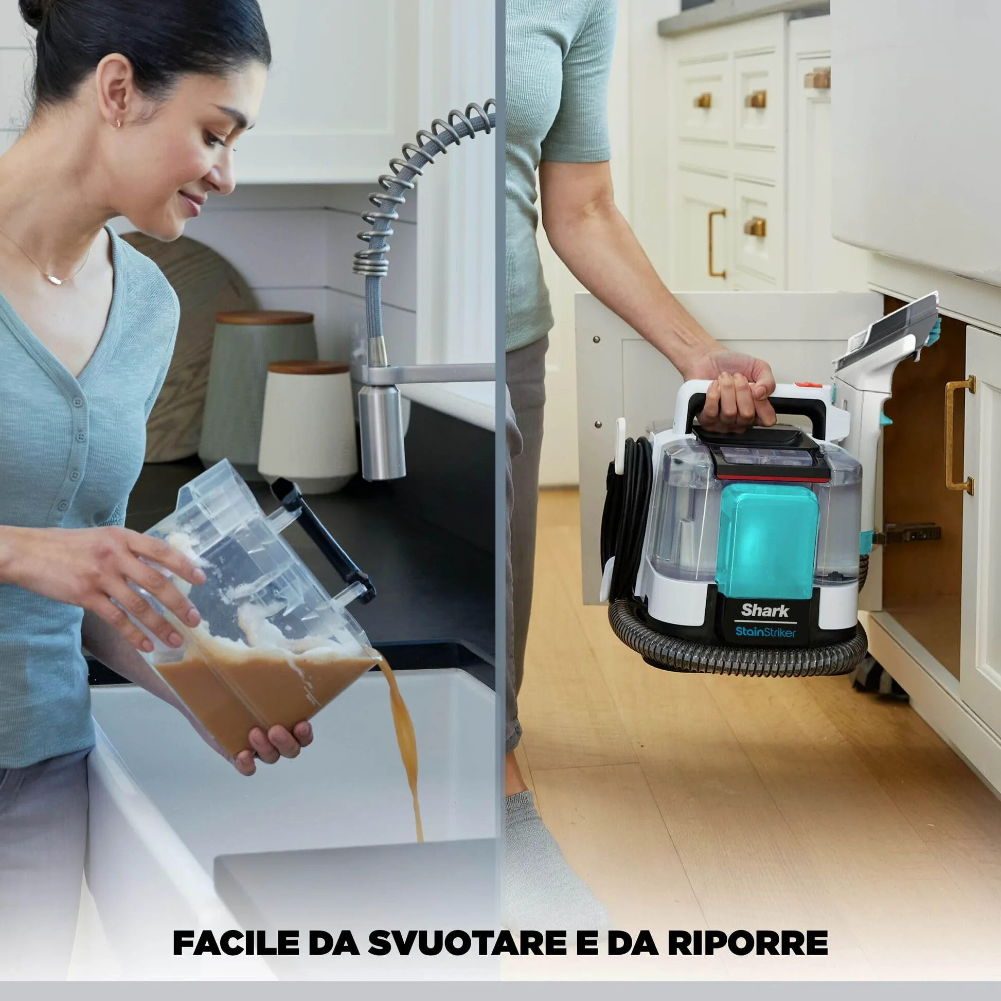 Shark StainStriker Pulitore Tappezzeria e Smacchiatore, 5 Accessori, Animali Domestici, Fessure e Tubo Flessibile, 2 Detergenti, Rimuove le Macchie, Odore e Sporco, Leggero, Portatile, 450W PX200EUT.