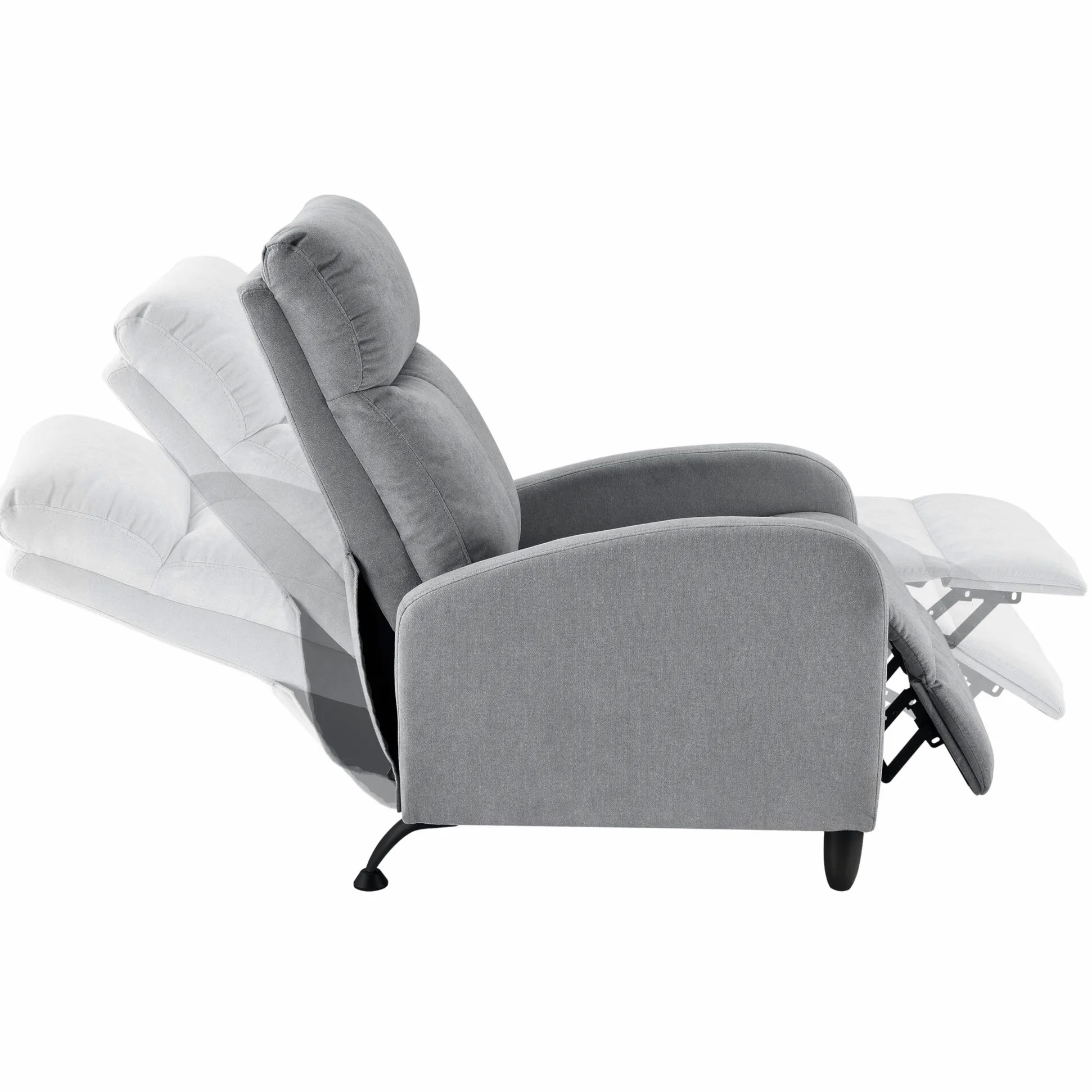 [en.casa] Poltrona Relax con Schienale Reclinabile e Poggiapiedi Ribaltabile Poltrona con Braccioli Rivestimento in Tessuto Grigio Chiaro