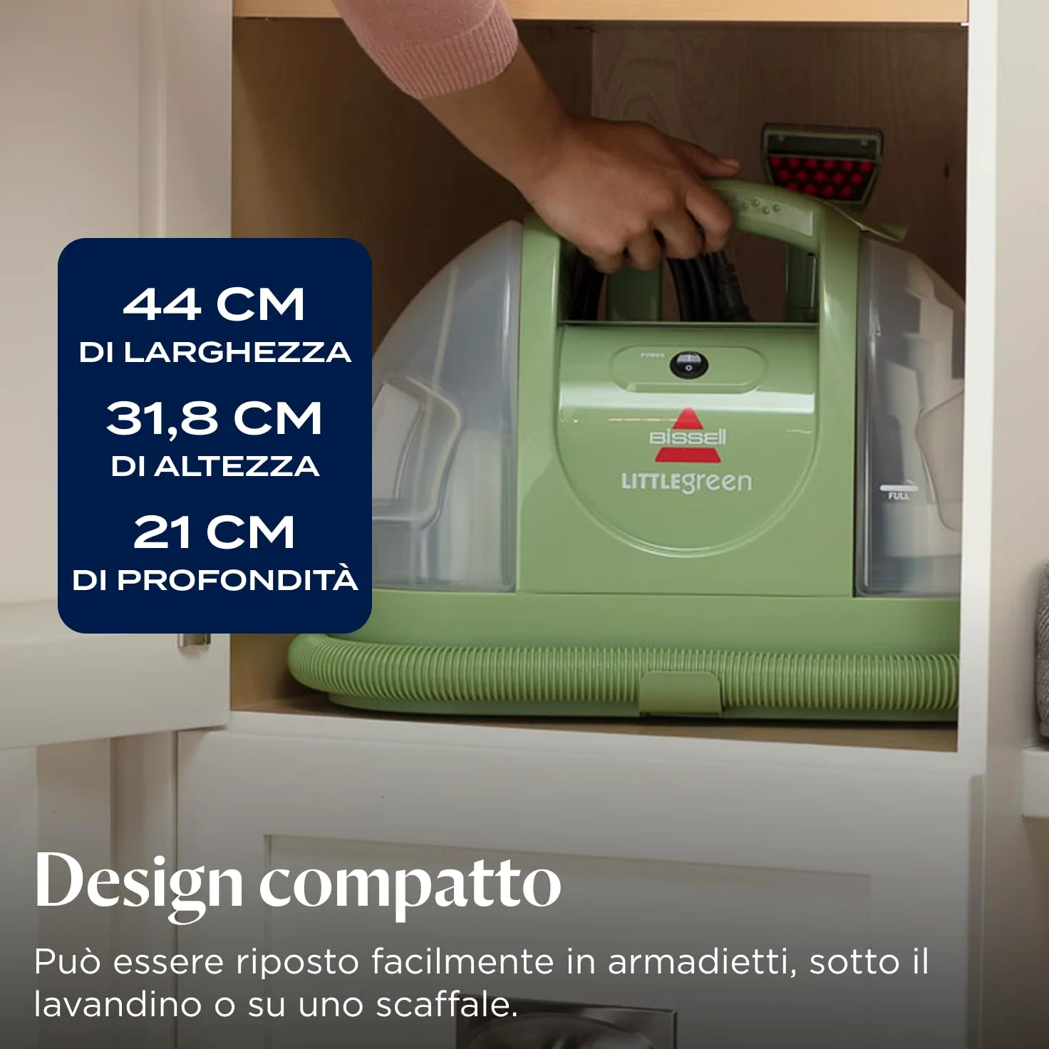 BISSELL Little Green, Lavatappeti, Lavatappezzeria per Macchie Quotidiane e Sporco, Lava Tappezzeria per Tappeti, Auto, Pulisci Divani, Moquette, Materassi e Altro, Potente Motore da 340W, 4098N