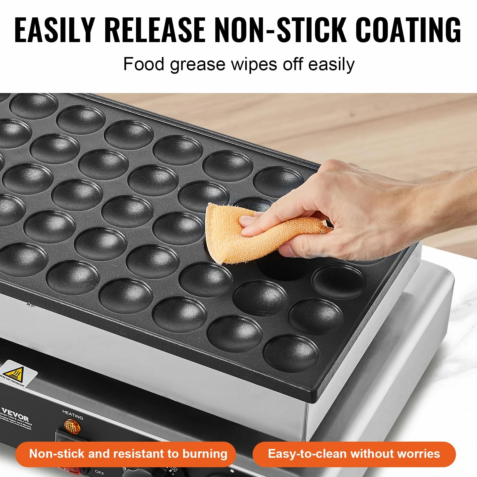 VEVOR Macchina per mini pancake olandese da cucina uso commerciale, 50 Pezzi, Diametro 43 mm, Macchina per mini dorayaki, 1700 W, Controllo di Temperatura Tempo, per Cucina commerciale feste evento
