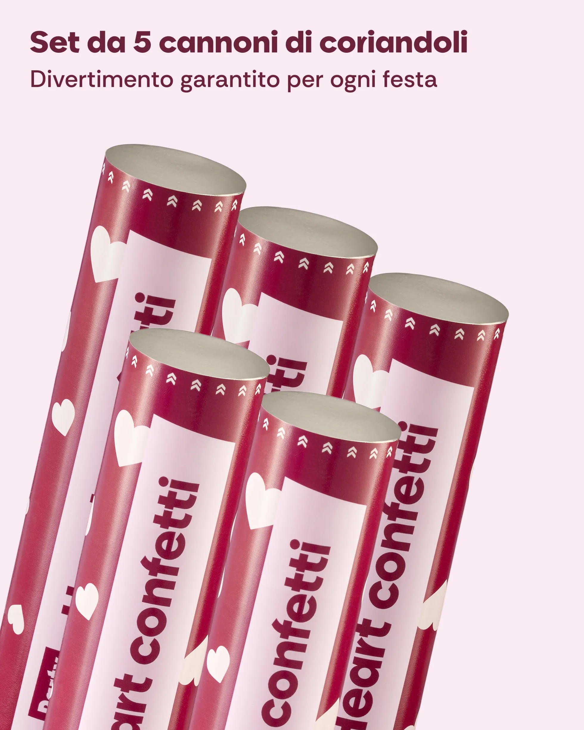 5 Cannoni Spara Coriandoli Cuori Bianchi - Carta Certificata FSC® - Biodegradabile e Sicuro - Perfetto per Matrimoni e Eventi Romantici