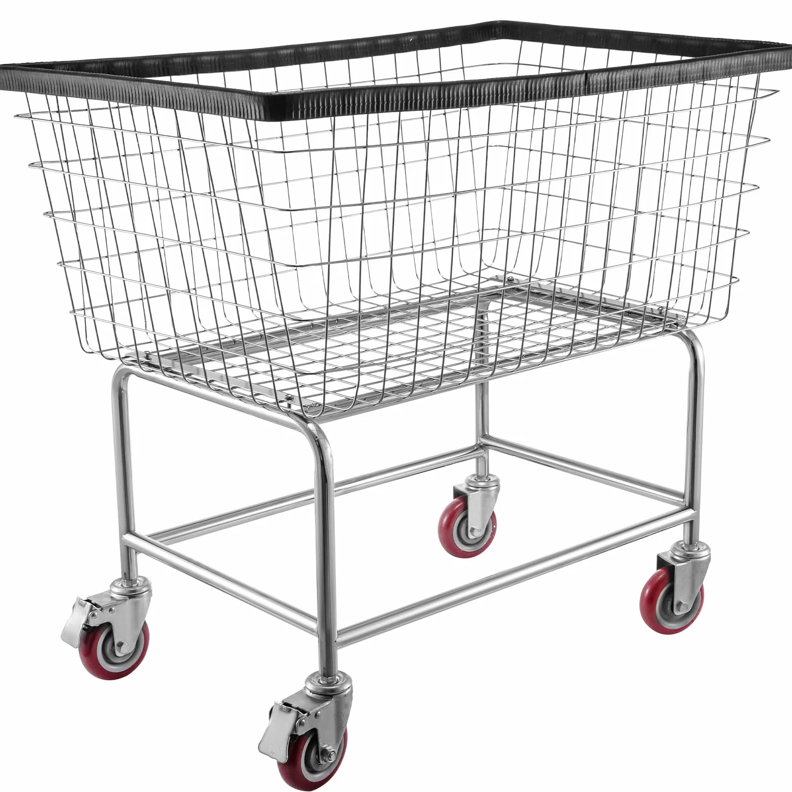 VEVOR Carrello portabiancheria in filo metallico con ruote, Carrello portabiancheria in filo metallico commerciale da 35''x15,7''x22'', Telaio in acciaio con finitura cromata
