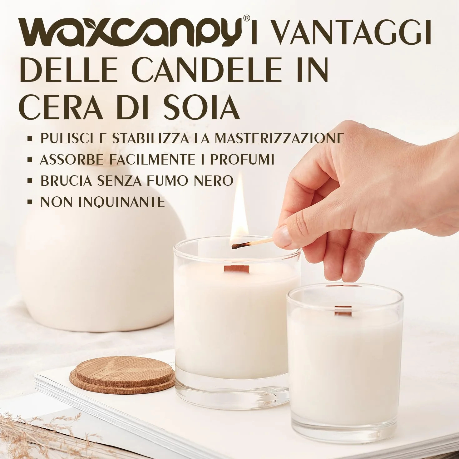Cera di Soia per Candele 5kg, Cera Naturale Vegetale Fai da Te, Punto di Fusione Basso