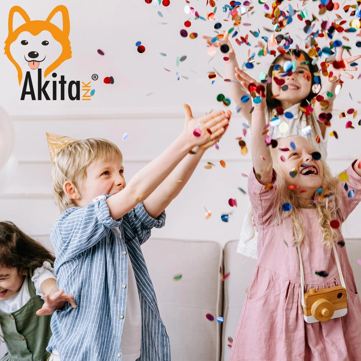 Akitaink - 4 Cannoni Tubo Spara Coriandoli colorati 40 CM ad Aria Compressa: Effetto Magico per Feste, Matrimoni Occasioni Speciali per Festeggiare una Laurea, Baby Shower, Compleanno