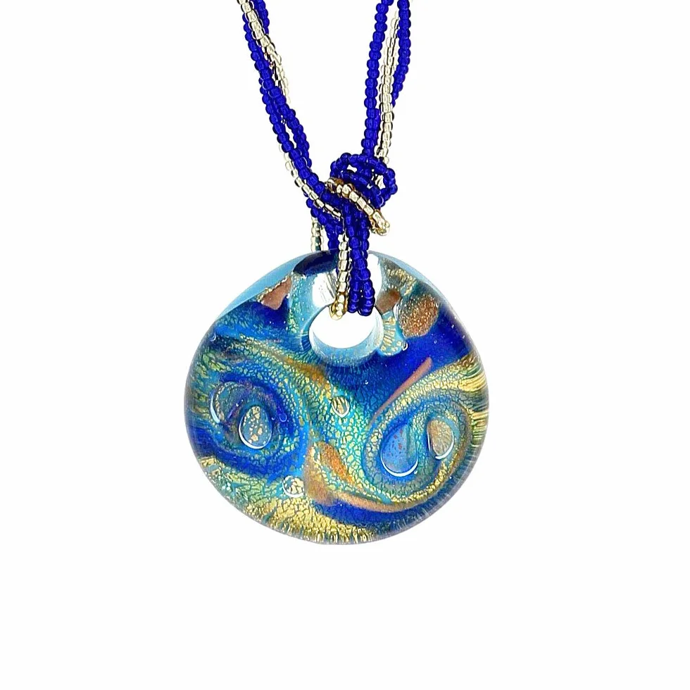 Collana Donna Medaglia Vetro Murano Argento 925 Gioiello Made in Italy