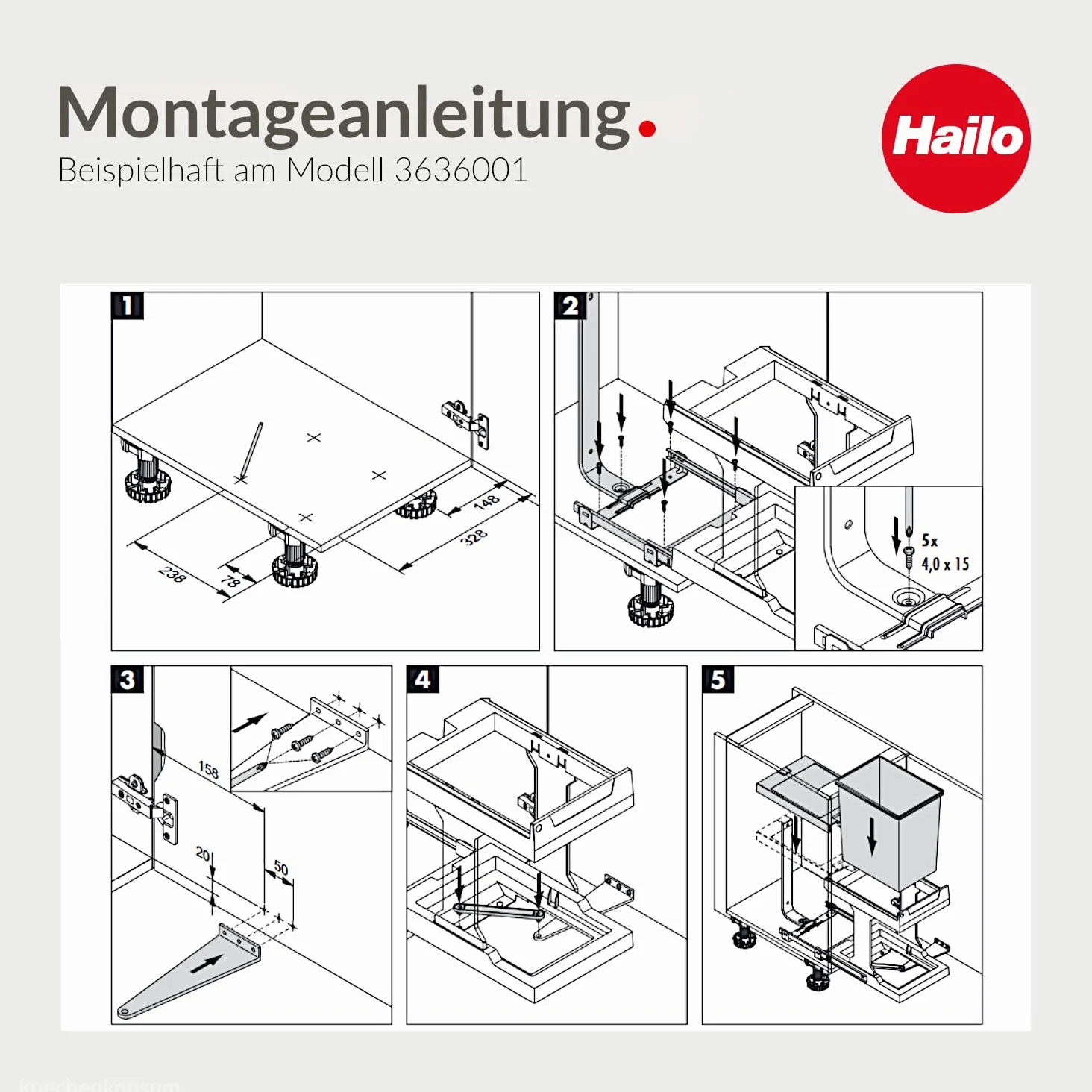 Hailo Solo 3632 MS Swing 30.1/20 - Pattumiera da Incasso per mobili da 30 cm di Larghezza