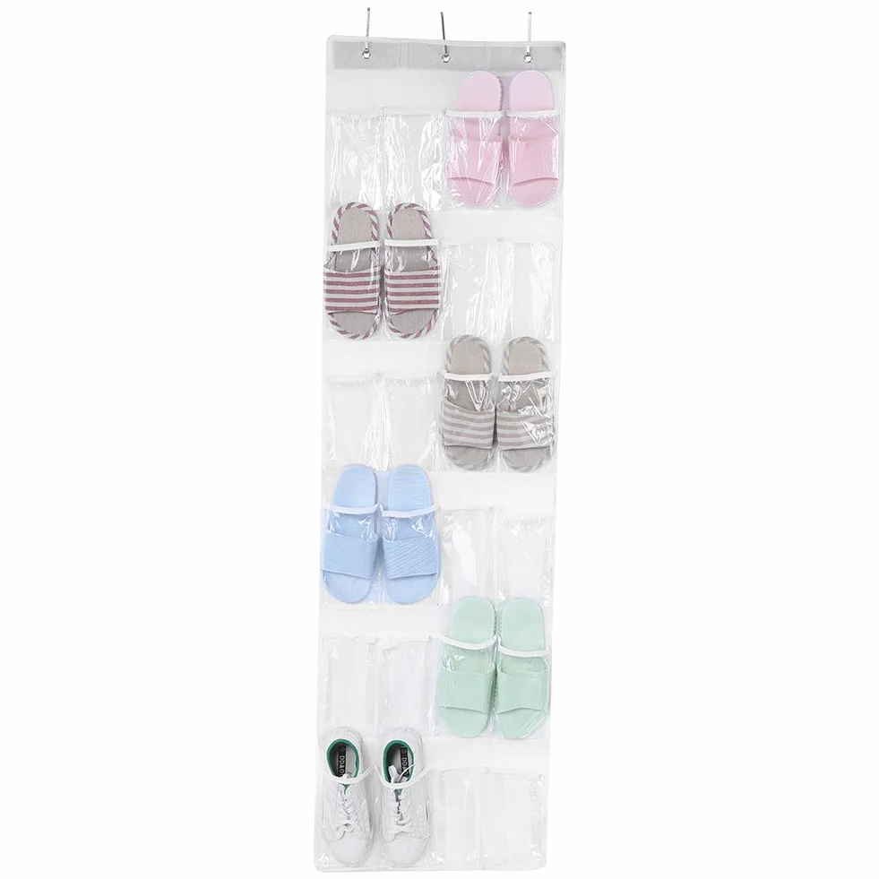 Organizer per Borse Trasparente da Appendere con 24 Tasche, Portaoggetti in Tessuto Non Tessuto Bianco 59,06 x 17,72 Pollici